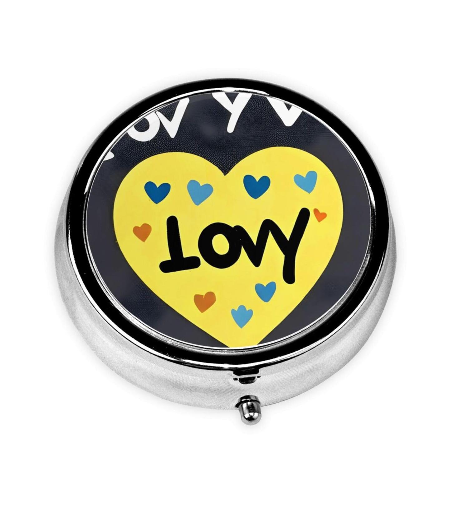 Love You with All My Heart | 3 Compartment Round Pill Box Organizer | Portable Travel Pill Box for International Shipping - Buy Online on GoSupps.com