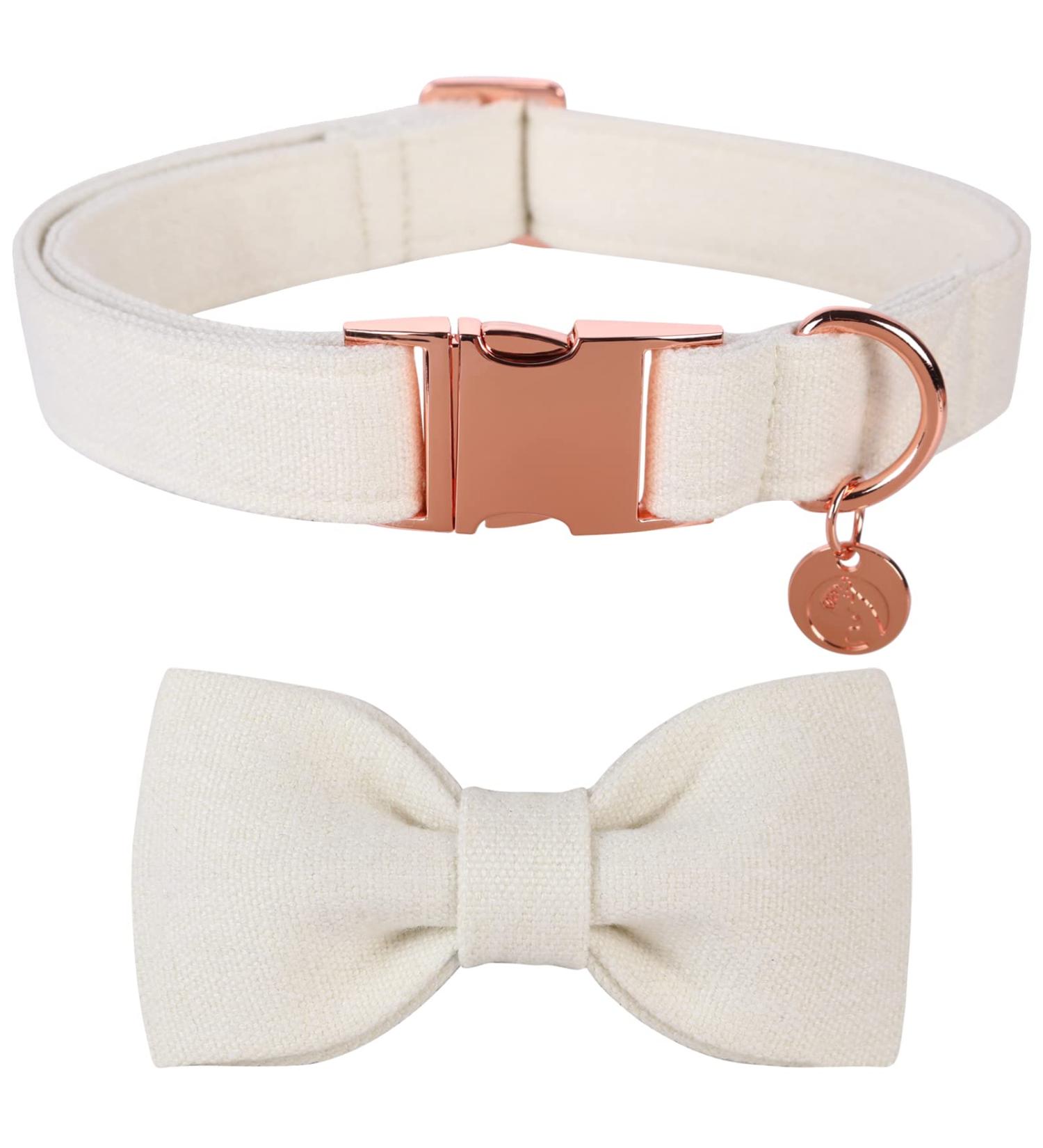 DogWong Adjustable Dog Collar with Removable Fly - Comfortable & Stylish White Pet Collar for Small to X-Large Dogs - Perfect Gift for Girls - Buy Online on GoSupps.com