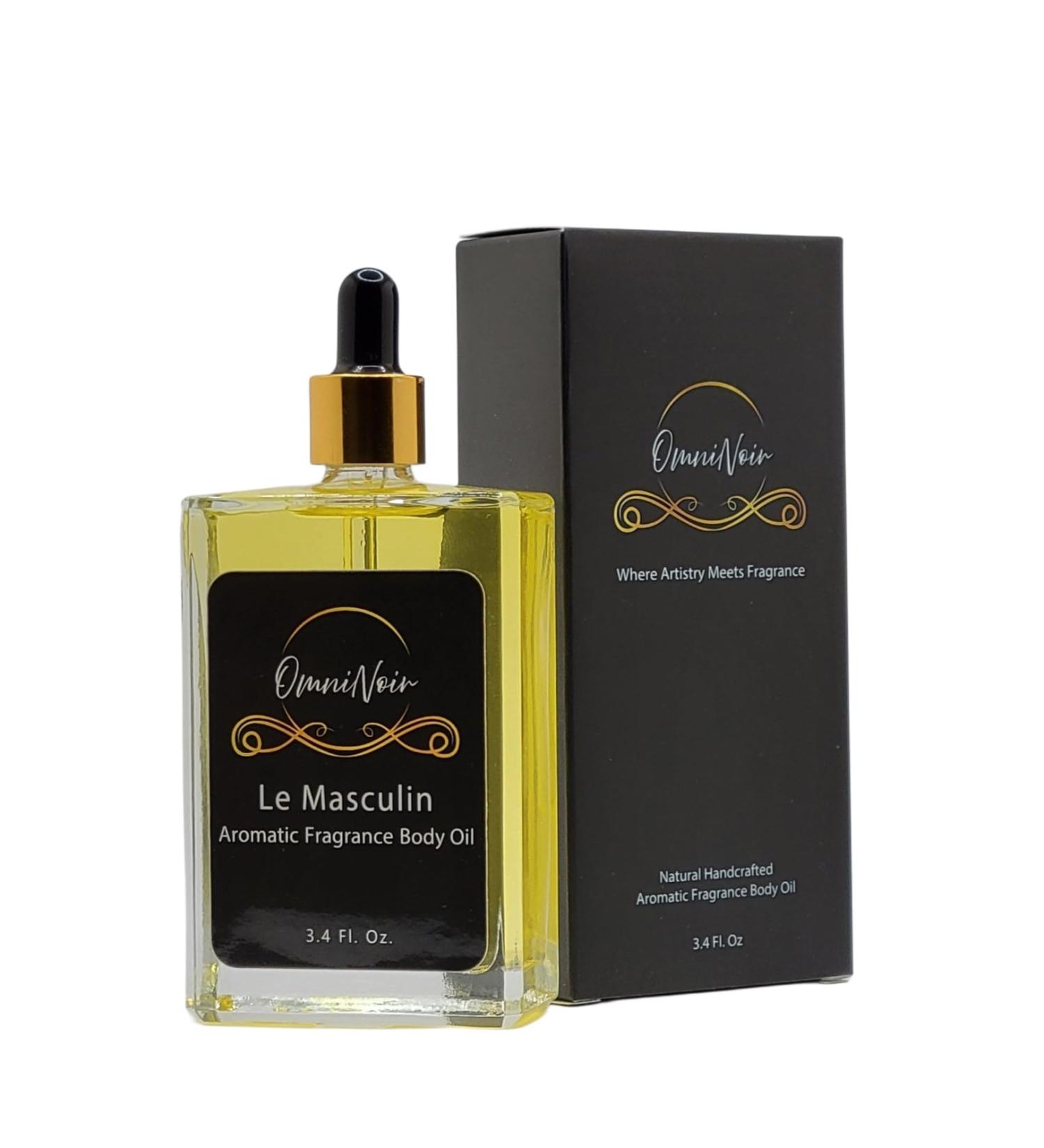 OmniNoir Le Masculin- Parfum Body Oil - 3.4 oz (100ml) Comparison with Le Male Mens Luxury Cologne