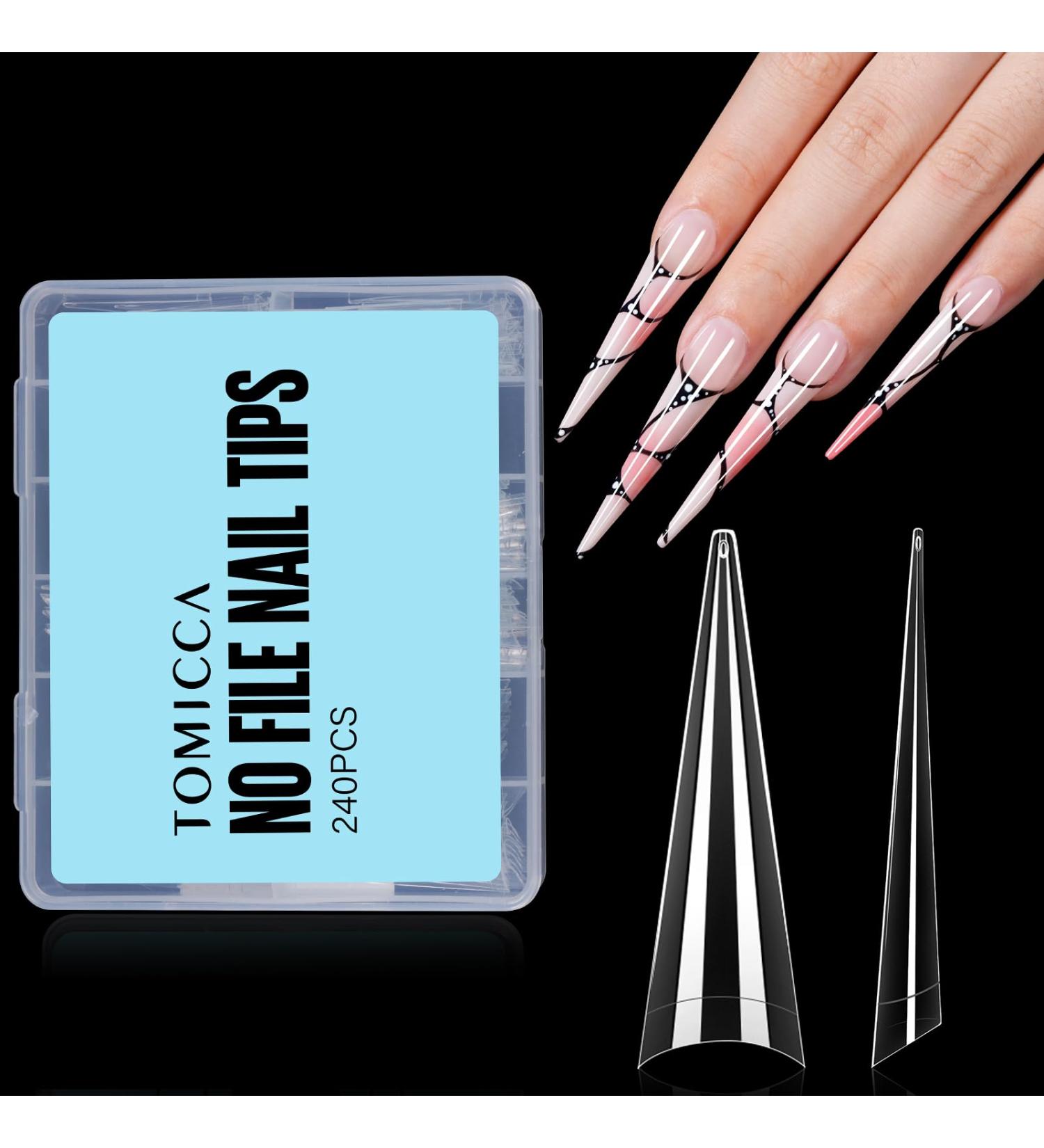  TOMICCA TOMICCA 240pcs Extra Long False Nails for Gel Nails Stiletto XXXL False Nails Acrylic False Nails Half Cover French False Na - Buy Online on GoSupps.com