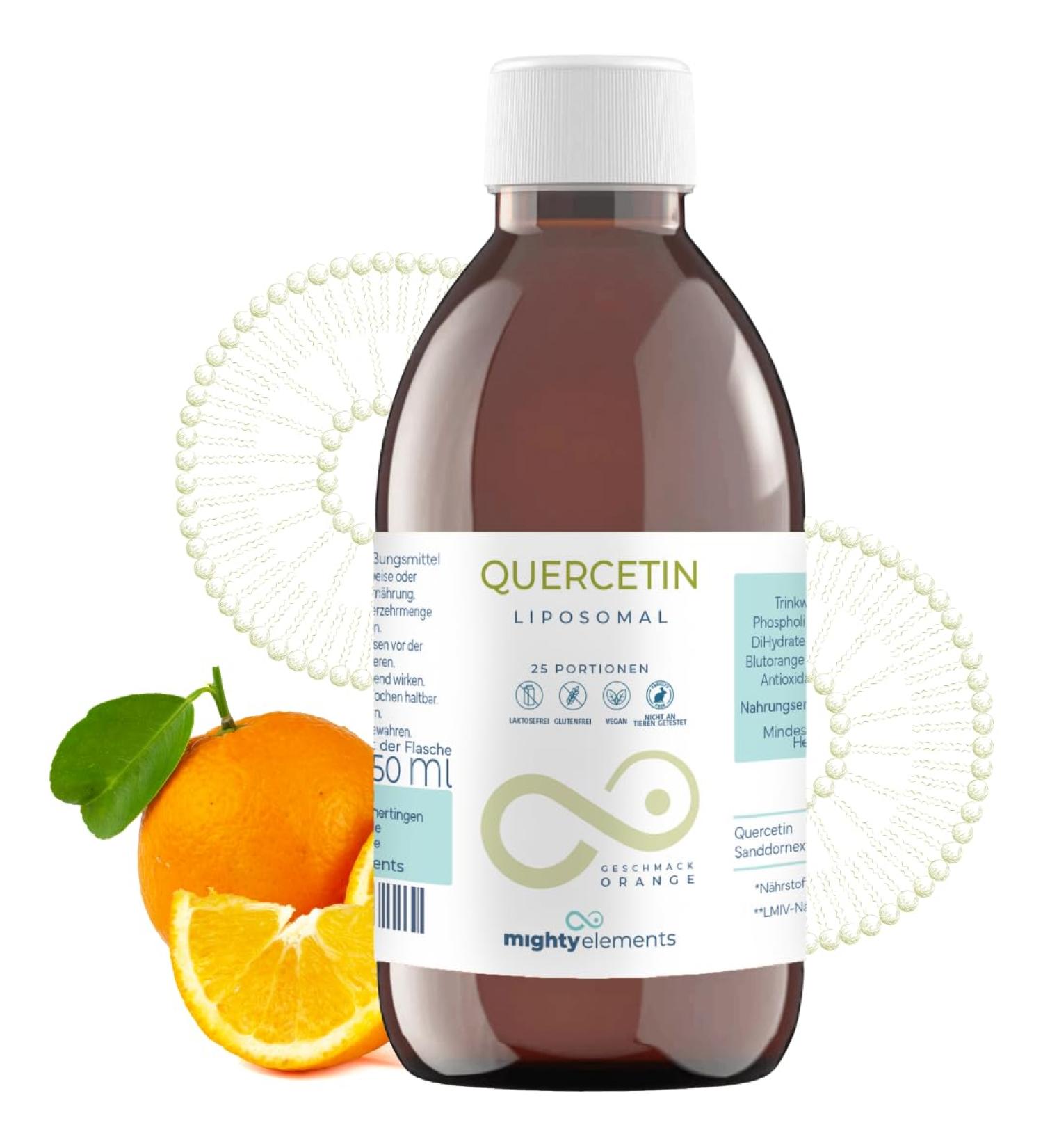 Mighty Elements Querc tine liposomale hautement dos e 300mg liquide 250ml vegan super go t haute biodisponibilit bouteille en verre - Buy Online on GoSupps.com