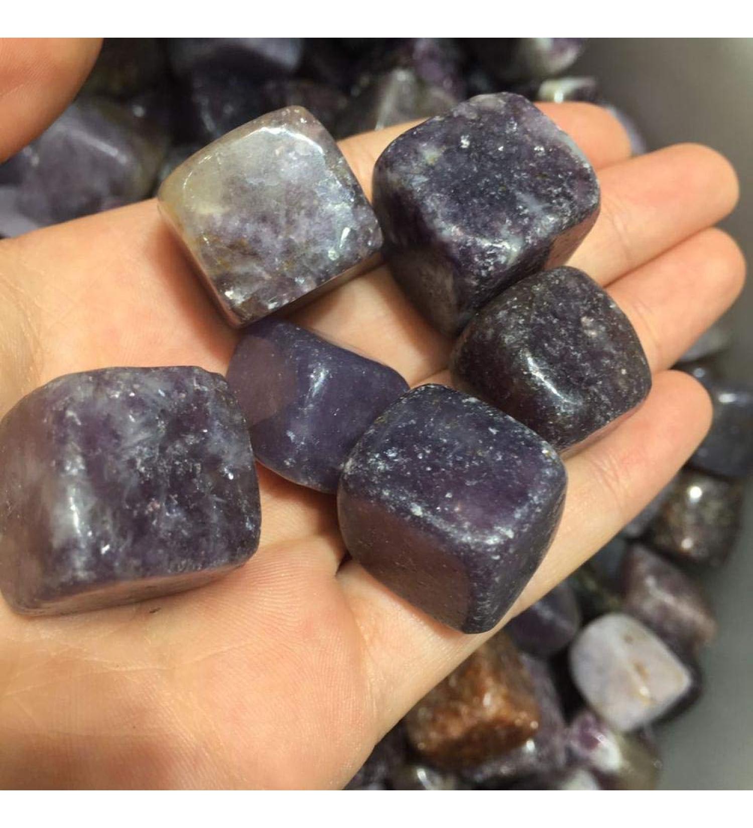 Natural Crystal Rough 6pcs Natural Lepidolite Stone Cubic Crystal Tumbled Stones Cube Collectible Minerals Specimen for Home Decor - Buy Online on GoSupps.com