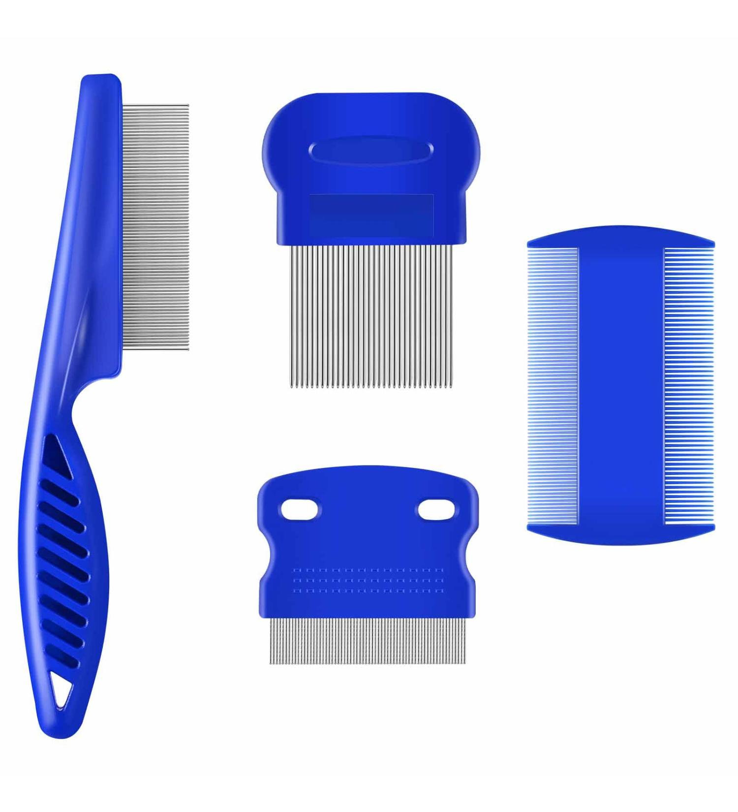 BRILLIRARE 4 Pack Stainless Steel Flea Lice Comb | Professional Double Sided Pet Grooming Combs for Dogs & Cats | Tear Stain Remover & Dematting Tool for Small, Medium, Large Pets - Buy Online on GoSupps.com