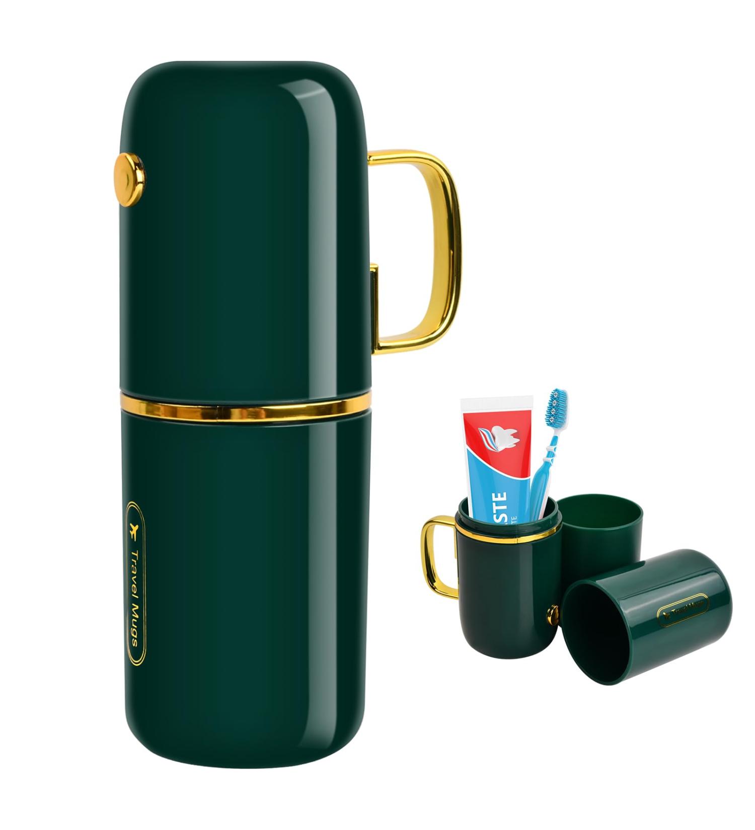Travel Toothbrush Case & Holder - Dark Green Travel Mug for Camping & Home | Toothbrush & Toothpaste Storage - Buy Online on GoSupps.com