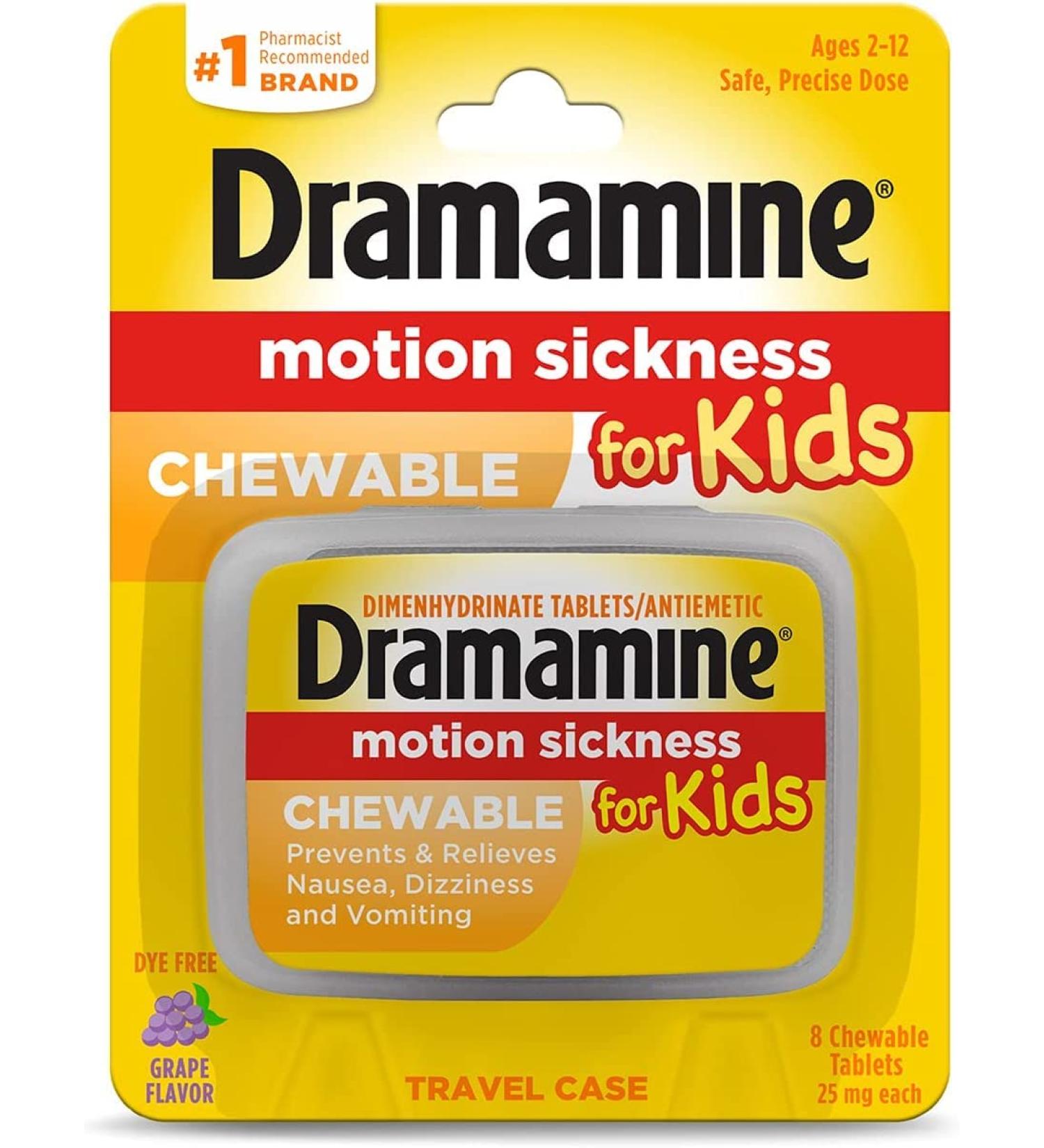 Dramamine Kids Chew Tabs Grape 8 | Motion Sickness Relief for Children - Buy Online on GoSupps.com