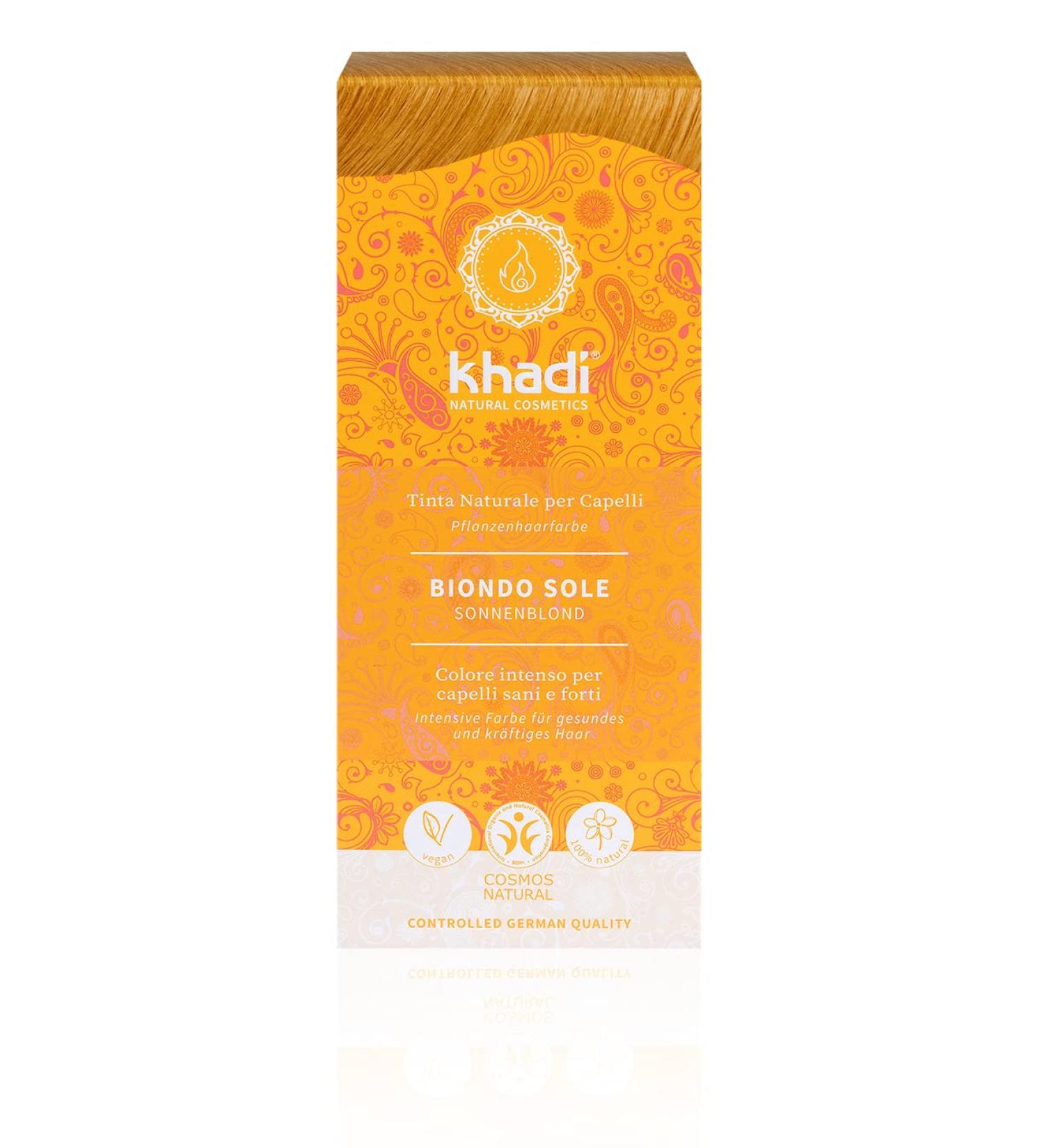 khadi Plant-Based Hair Color SUN BLOND from honey blonde to intensely sunny blonde 100% natural vegan and without synthetic ingredients Certified natural cosmetics 100g - Buy Online on GoSupps.com