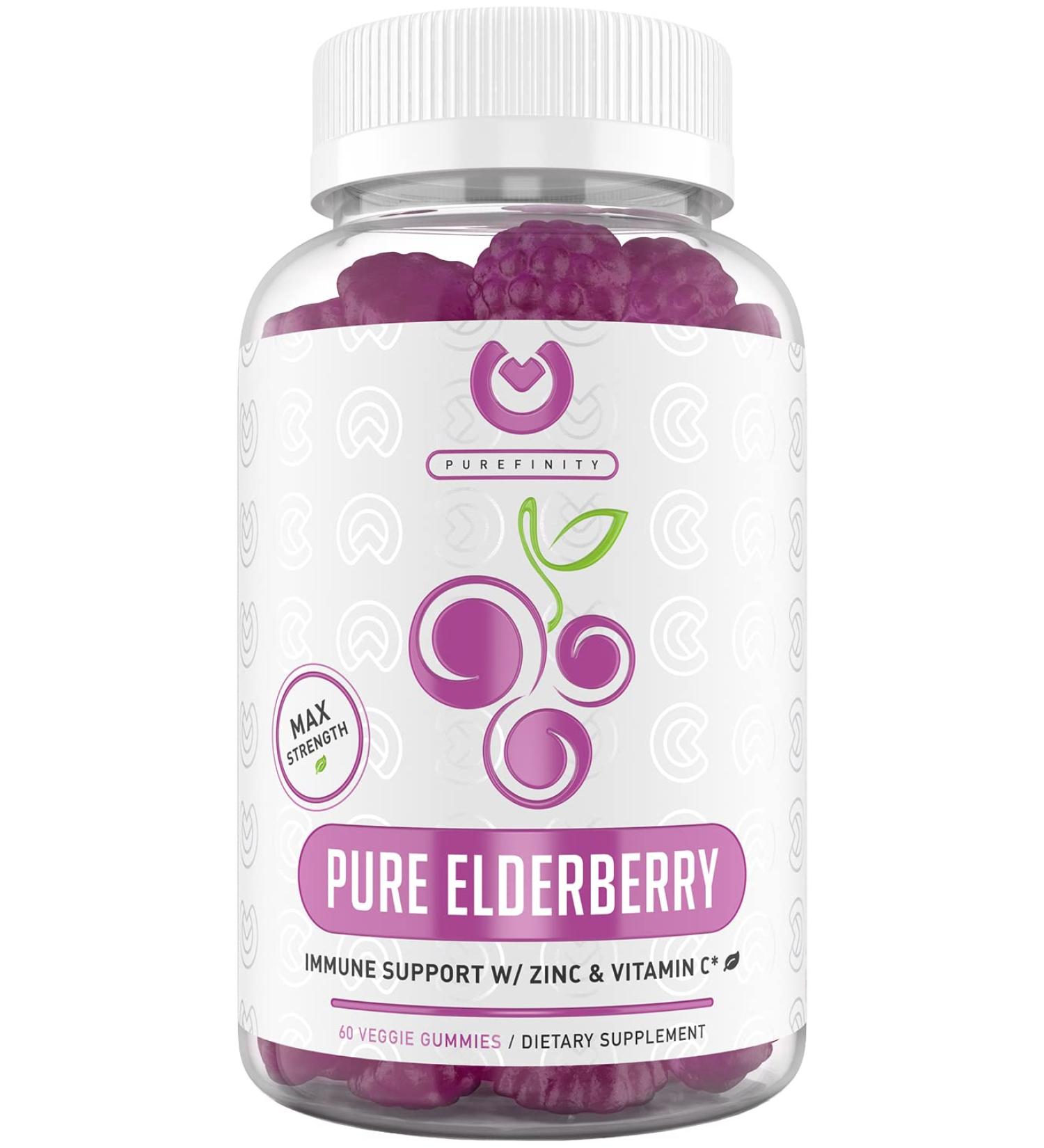 Purefinity Double Strength Elderberry Gummies With Zinc & Vitamin C - 60 Count - Immune Support for Adults & Kids - Buy Online on GoSupps.com