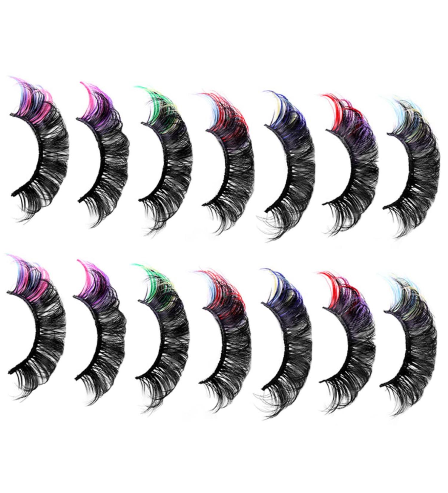 MAGICLULU 21 Pairs Colored False Eyelashes Faux Lashes Fluffy Colored Lashes Glitter Color Lashes Festival Colored Lashes Fake Lashes Wispy Lashes Extend Dense Imitation - Buy Online on GoSupps.com