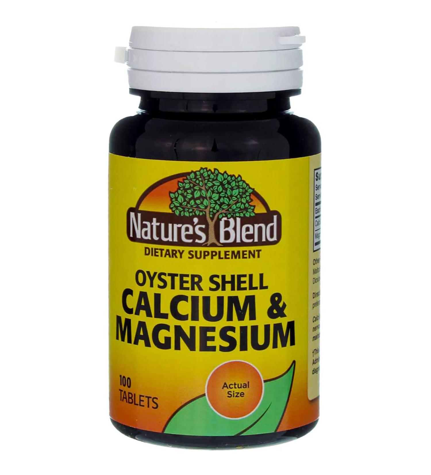 Nature's Blend Oyster Shell Calcium & Magnesium 100 Tabs (079854500233-1a) - Buy Online on GoSupps.com