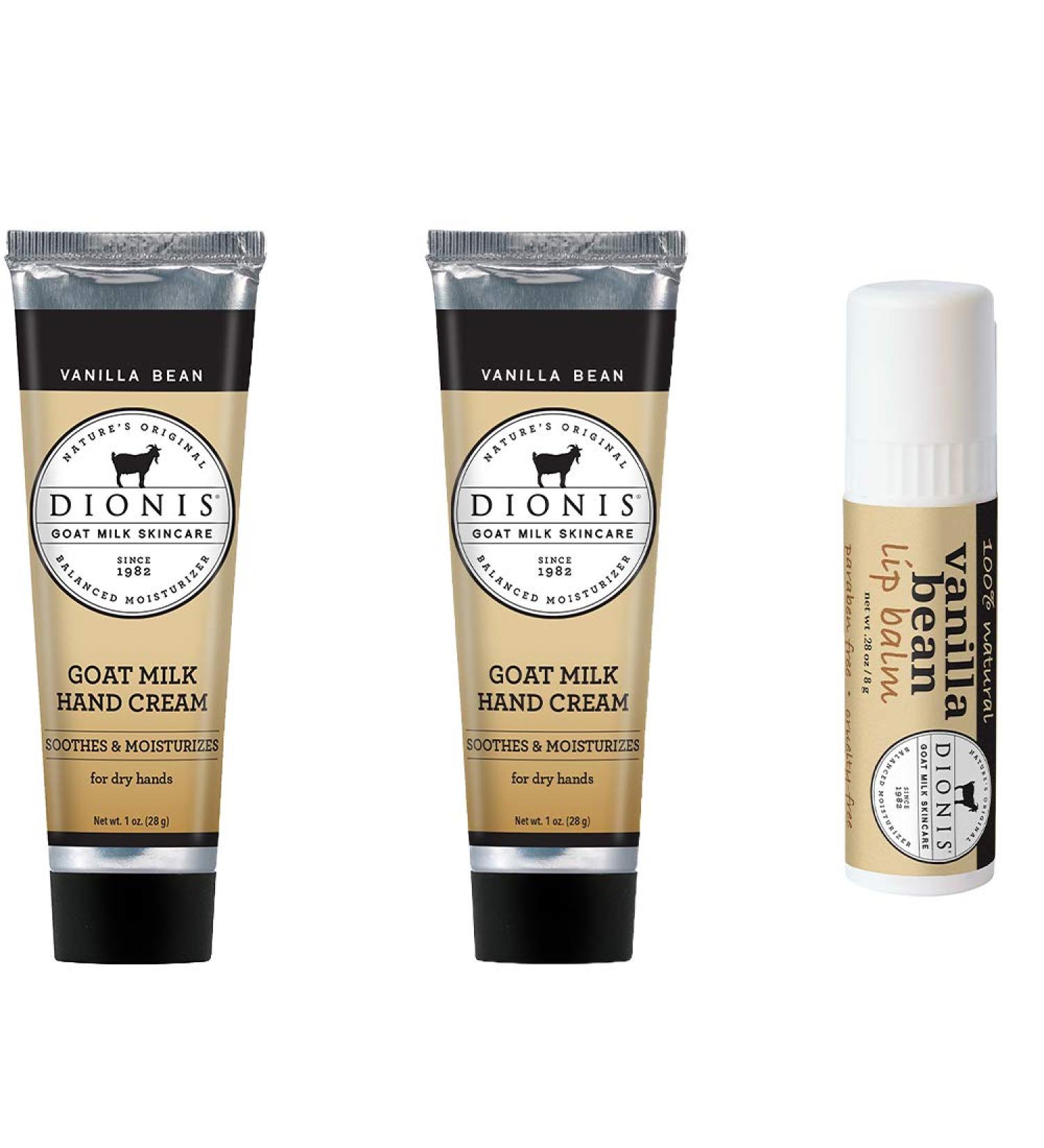 Dionis Goat Milk Hand Cream & Lip Balm Gift Set - Vanilla Bean | Shop Now for International Shipping - Buy Online on GoSupps.com
