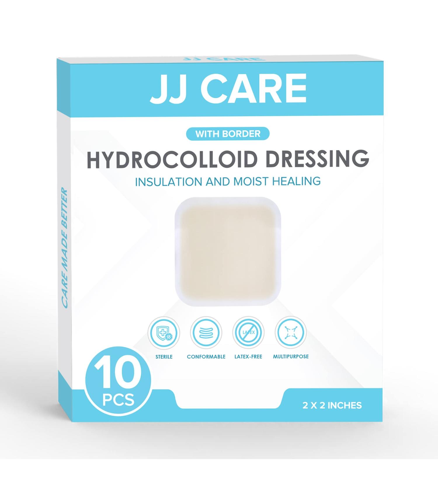 JJ CARE 2x2 Hydrocolloid Dressing Pack - Self-Adhesive Wound Dressing for Bedsores, Blisters, Acne - Faster Healing - Pack of 10 - Buy Online on GoSupps.com