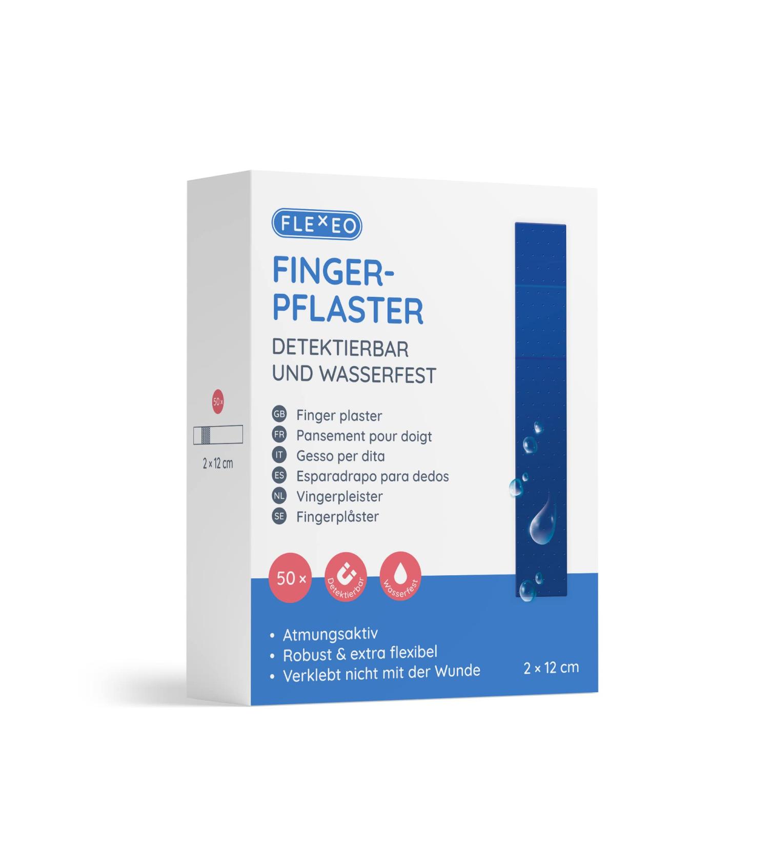 Detectable Waterproof Blue Finger Plaster Set - 50 Pieces (2cm x 12cm) - Ideal for Food Industry | eCommerce - Buy Online on GoSupps.com