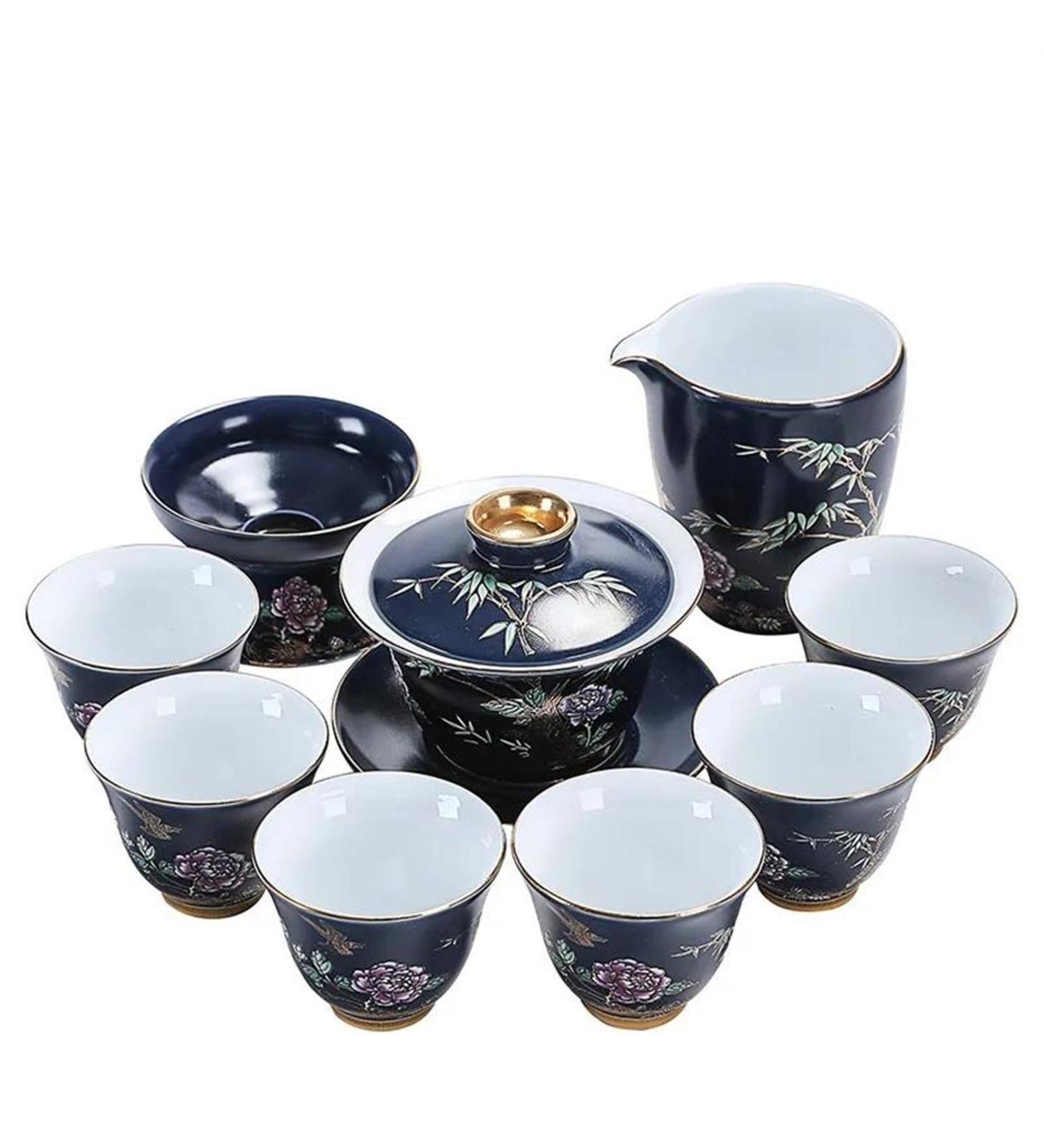 Afternoon Tea Set 9 Pcs/Set Handmade Gaiwan Household Teaware Chinese Palace Luxury Ceramic Tea Set Hand-Painted Flower and Bird Porcelain Teapot Tea Set for Adults (Color : D) (A) - Buy Online on GoSupps.com
