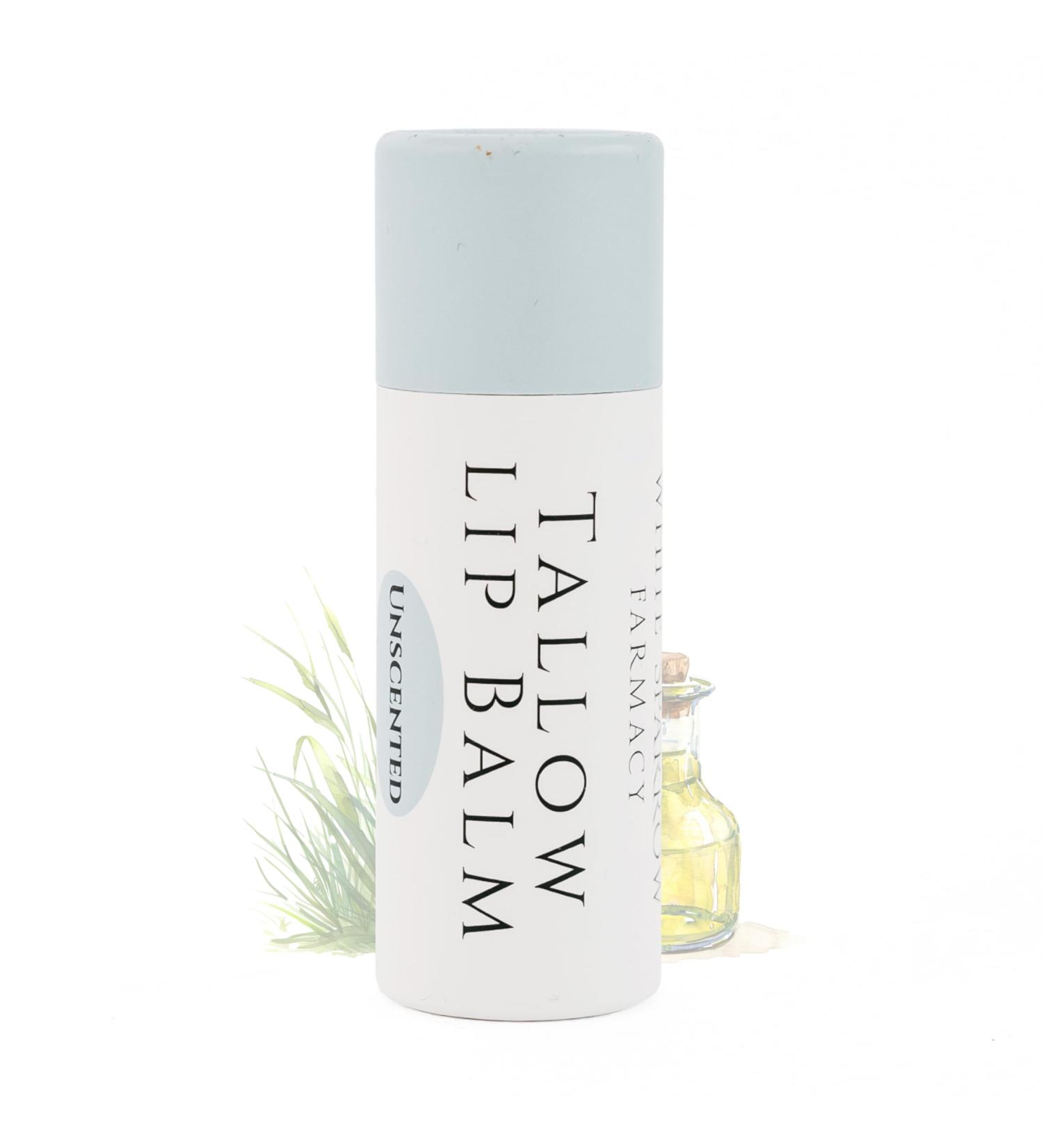 Organic Unscented Tallow Lip Balm - Hydrating Grass Fed Jumbo Size 0.5 oz | Sustainable Packaging - Buy Online on GoSupps.com
