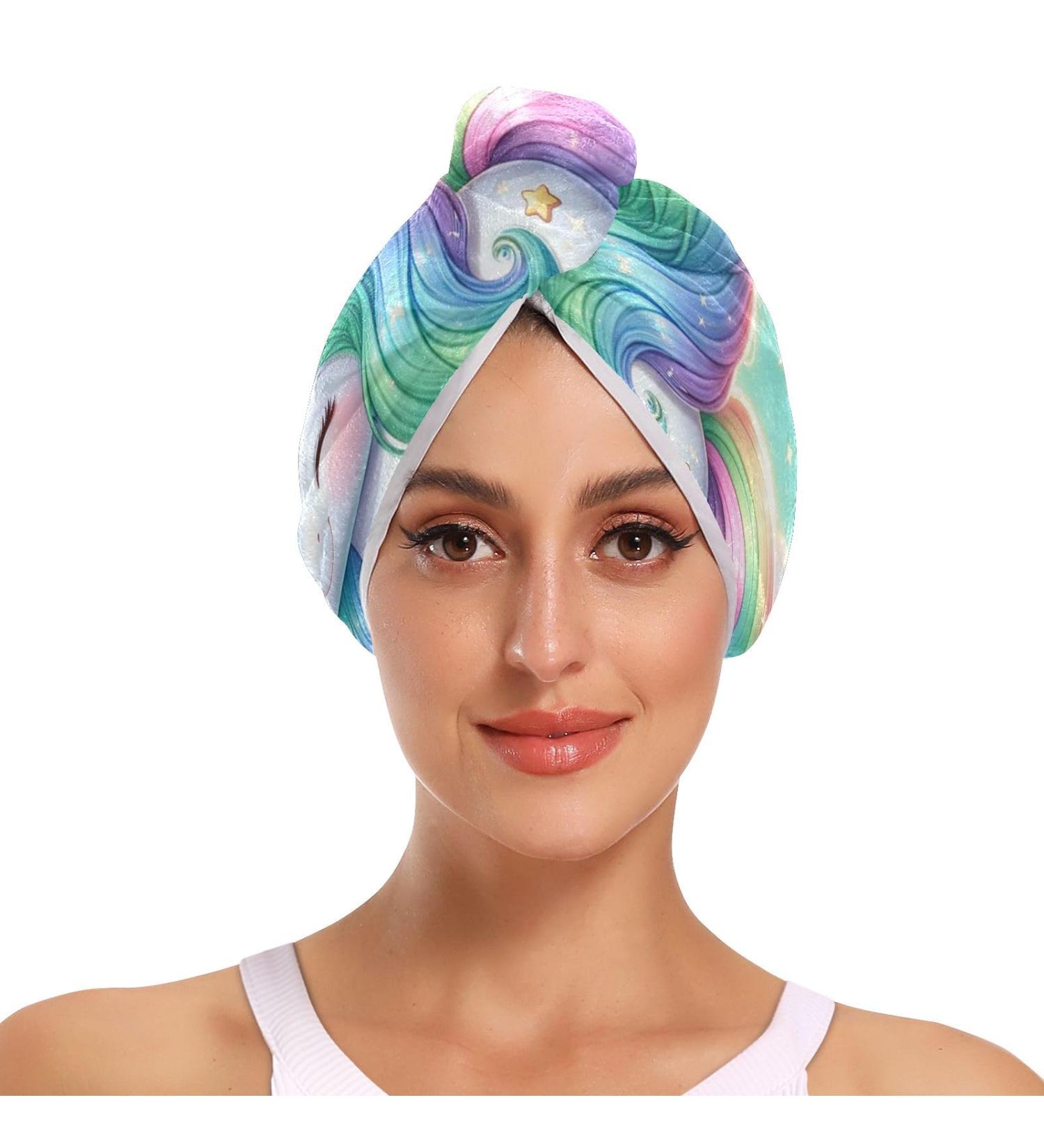 Super Absorbent Cute Chubby Unicorn Hair Towel 2 Pack | Quick Dry Turbans for Women & Girls - Perfect for Lush Green Meadow Lovers - Buy Online on GoSupps.com