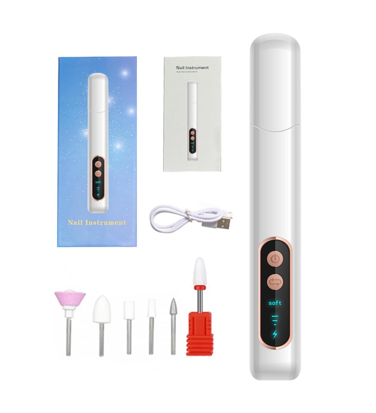 YOXIER Adjustable Speed Nail Drill Professional Manicure Kit Portable Cordless Electric Usb Rechargeable 3 Speeds 6 Bits Sander Tools for Home White - Buy Online on GoSupps.com