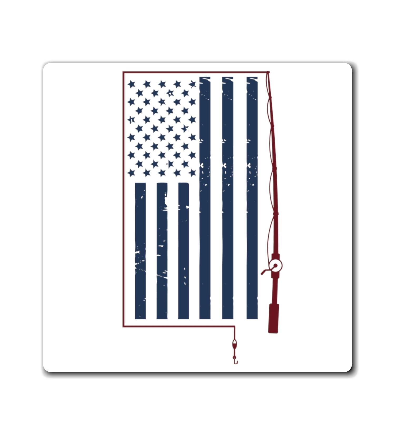 Fishing USA Flag Fishing T Shirt | Funny Fishing Shirt | Camping Tshirt | Beach Vacation Shirt | Fisherman Gift Magnets 3" 3" - Buy Online on GoSupps.com