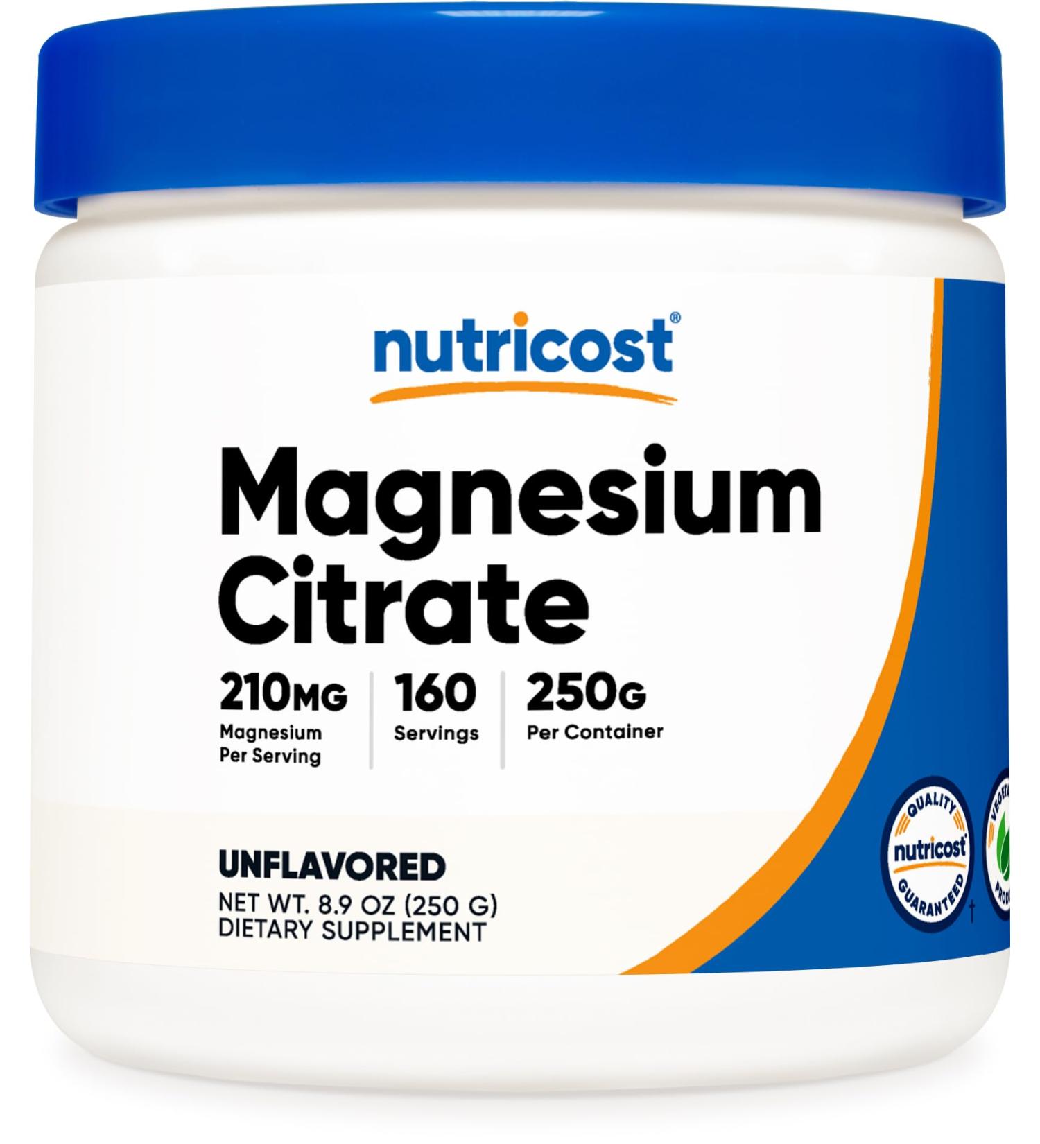 Nutricost Magnesium Citrate Powder (Unflavored 250 Gram) Unflavored 17.64 Ounce (Pack of 1) - Buy Online on GoSupps.com