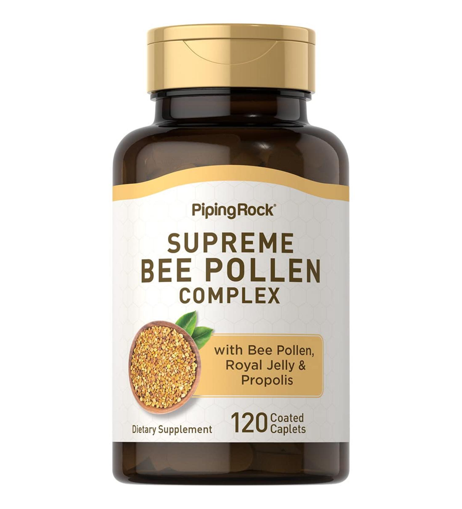 Piping Rock Bee Pollen with Royal Jelly and Propolis | 120 Caplets | Complex Supplement for Women and Men | Non-GMO Gluten Free - Buy Online on GoSupps.com