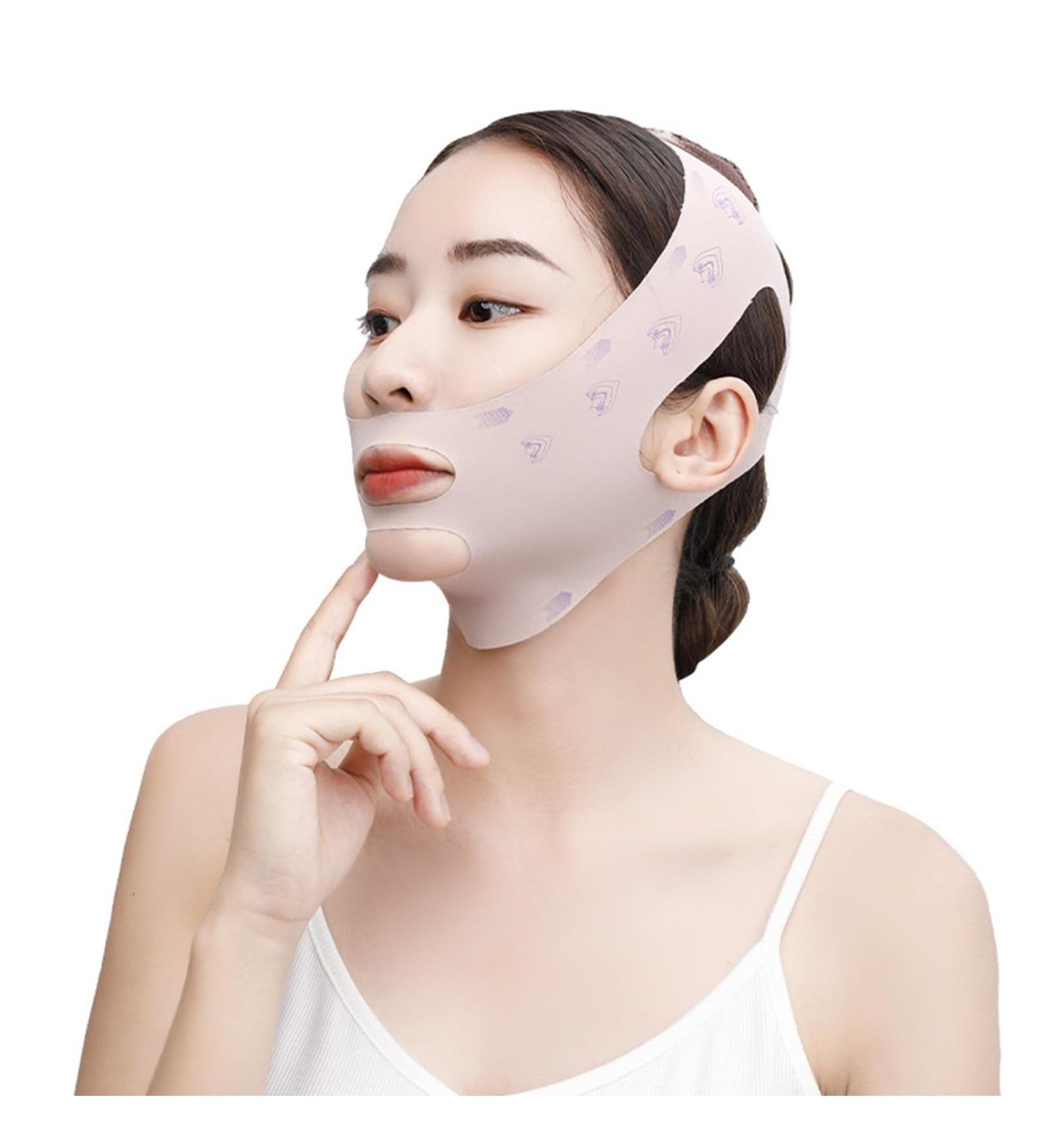 Satkali Slim Face Mask V-Shape Bandage Lift & Contour Treatment for Double Chin & Sagging Skin | Pink Rose - Buy Online on GoSupps.com