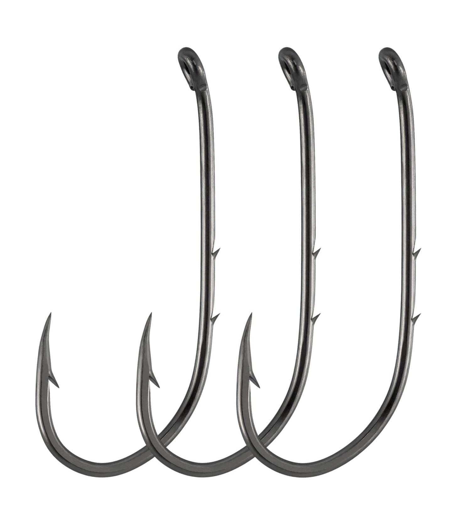 Dr.Fish 100 Pack Baitholder Fishing Hooks - High Carbon Steel Black Nickel, Down-Turned Eye, Surf Fishing Bass Crawler Harness #8-100 Pack - Buy Online on GoSupps.com