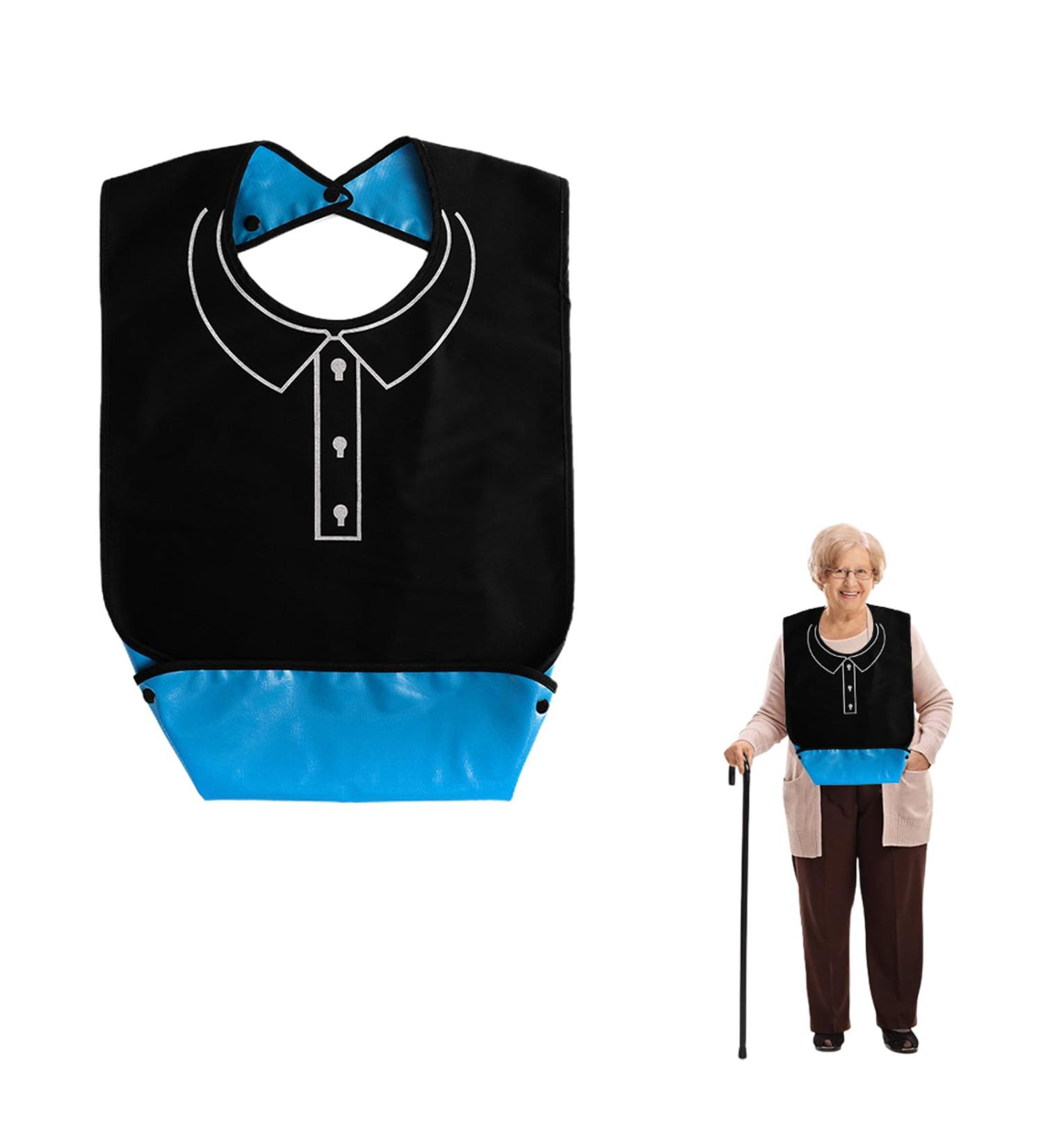 Waterproof Adult Bibs for Seniors | Reusable & Washable Clothing Protection | Black Sloppy Slack - Buy Online on GoSupps.com
