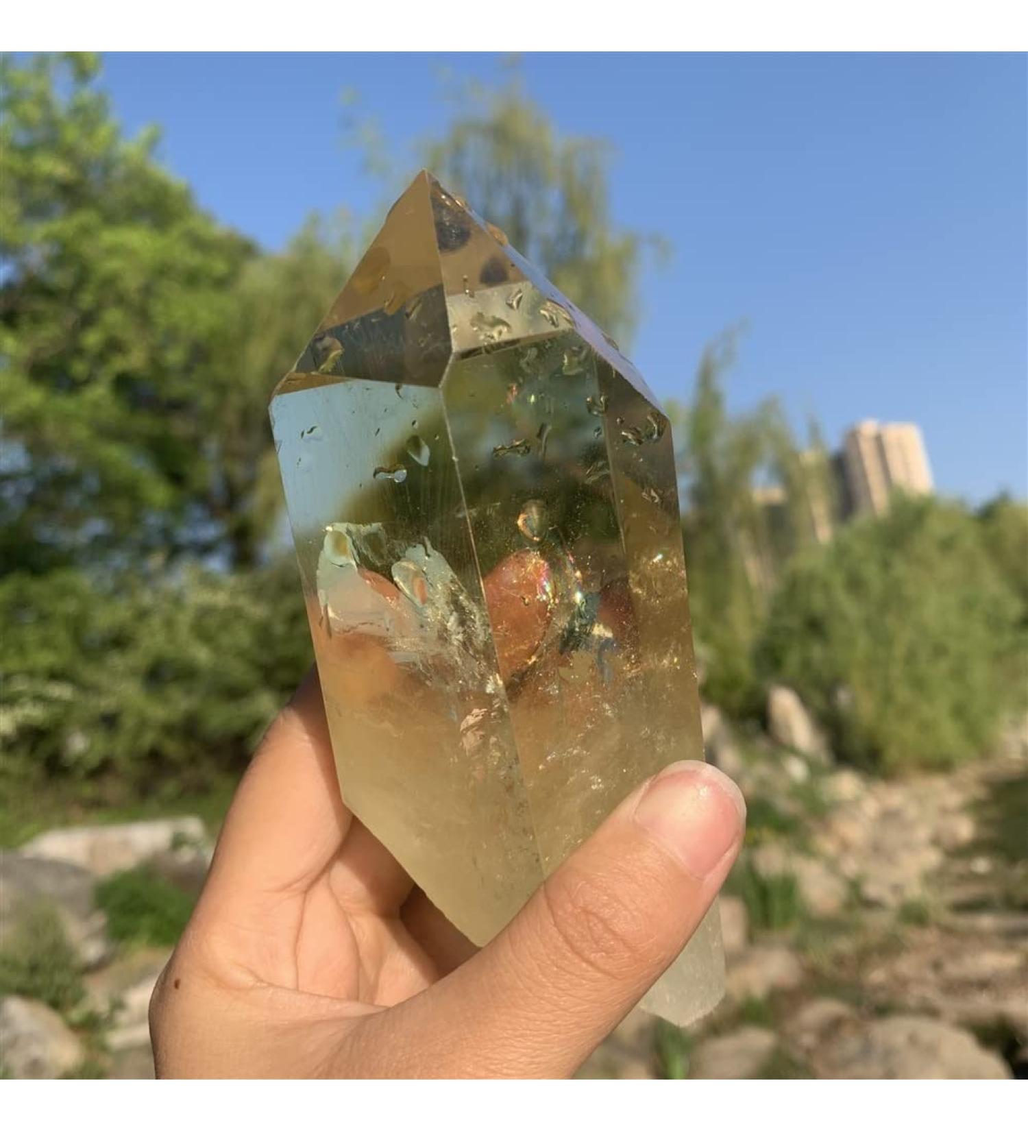 Natural Rough Citrine Tower Crystal Crafts Rough Citrine Wand Natural Stone - Buy Online on GoSupps.com