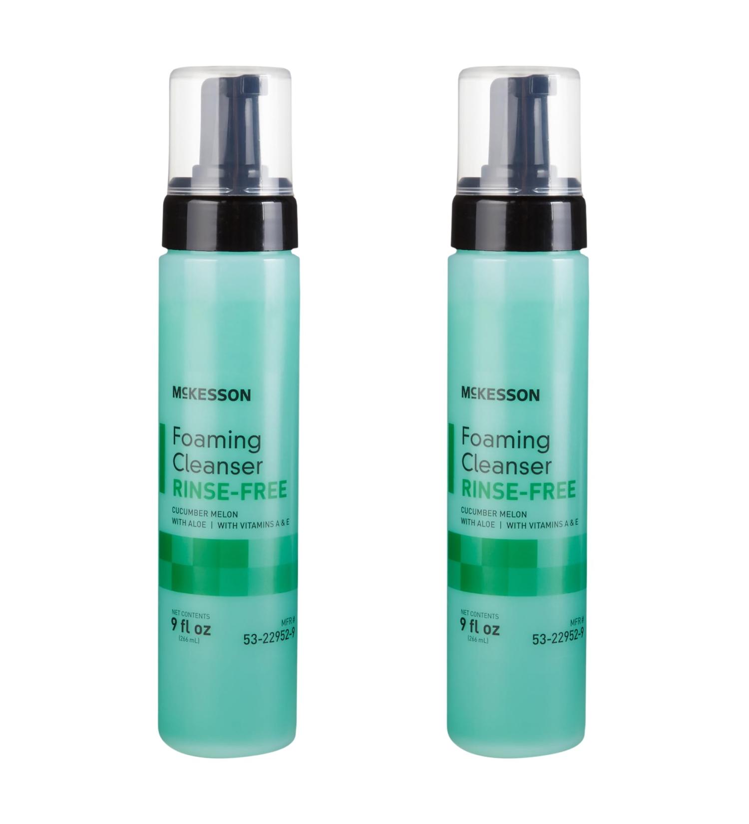 McKesson Rinse-Free Foam Cleanser with Aloe 9 oz 2 Count Vitamin A and E - Body Wash & Shampoo for Elderly Hospital Grade Cucumber Melon - Buy Online on GoSupps.com