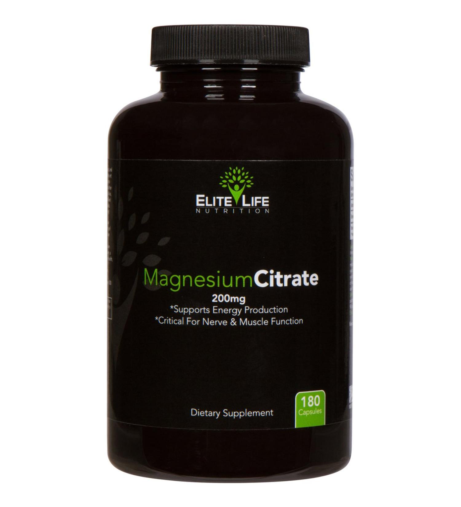 High-Potency Magnesium Citrate 200mg - Natural Stress Relief, Sleep Aid, Constipation Relief - 180 Capsules - Buy Online on GoSupps.com