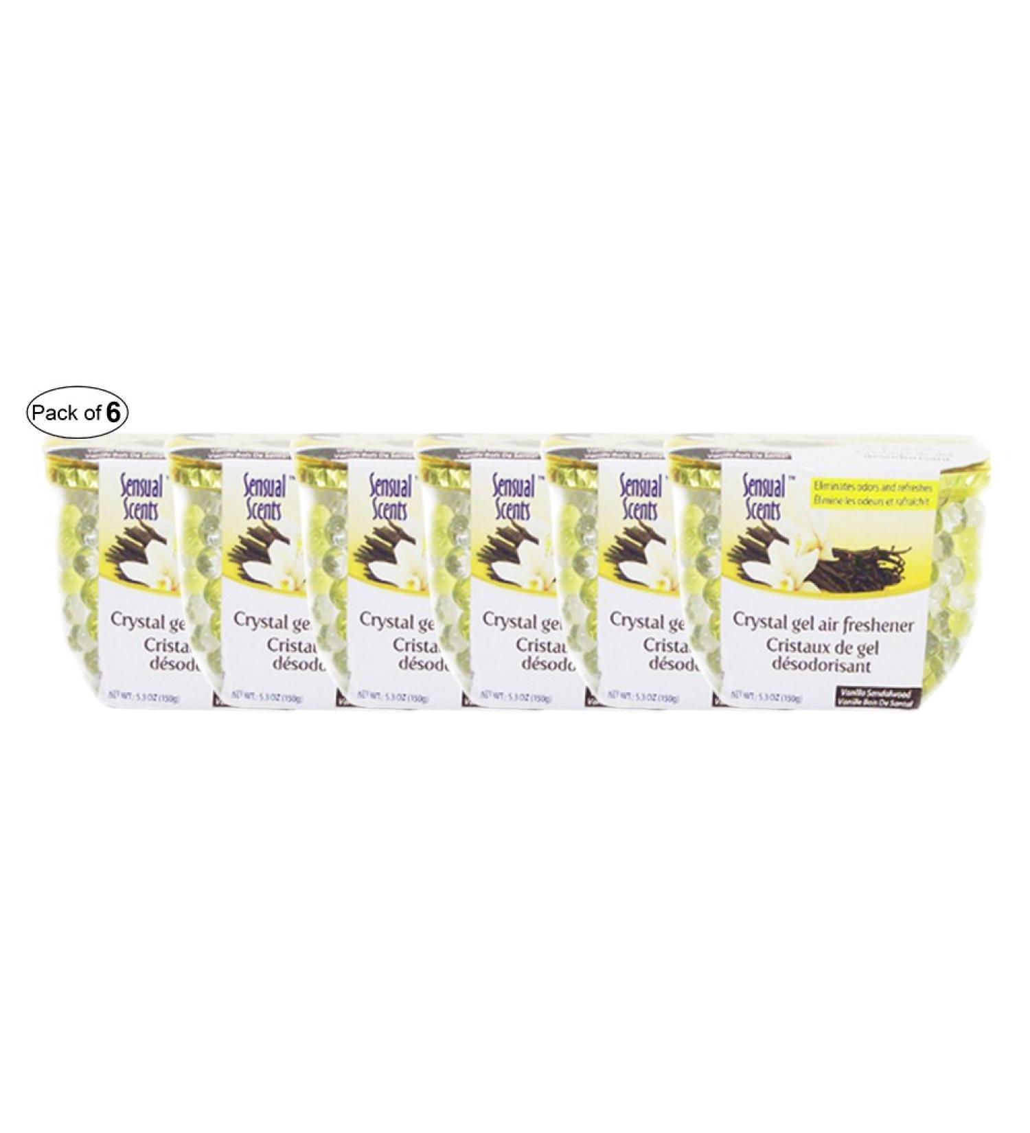 Sensual Scents Crystal Gel Air Freshener- Vanilla Sandalwood (150g) (Pack of 6)
