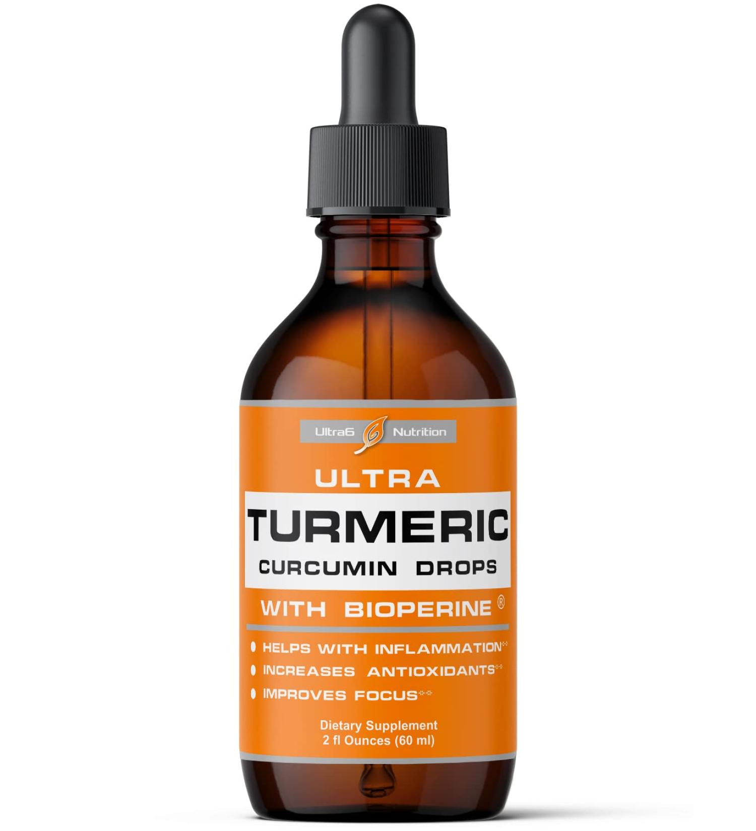 Liquid Turmeric Curcumin with Bioperine for Joint Support - Turmeric Extract with Black Pepper for Back, Knees, and Hand Discomfort - Buy Online on GoSupps.com
