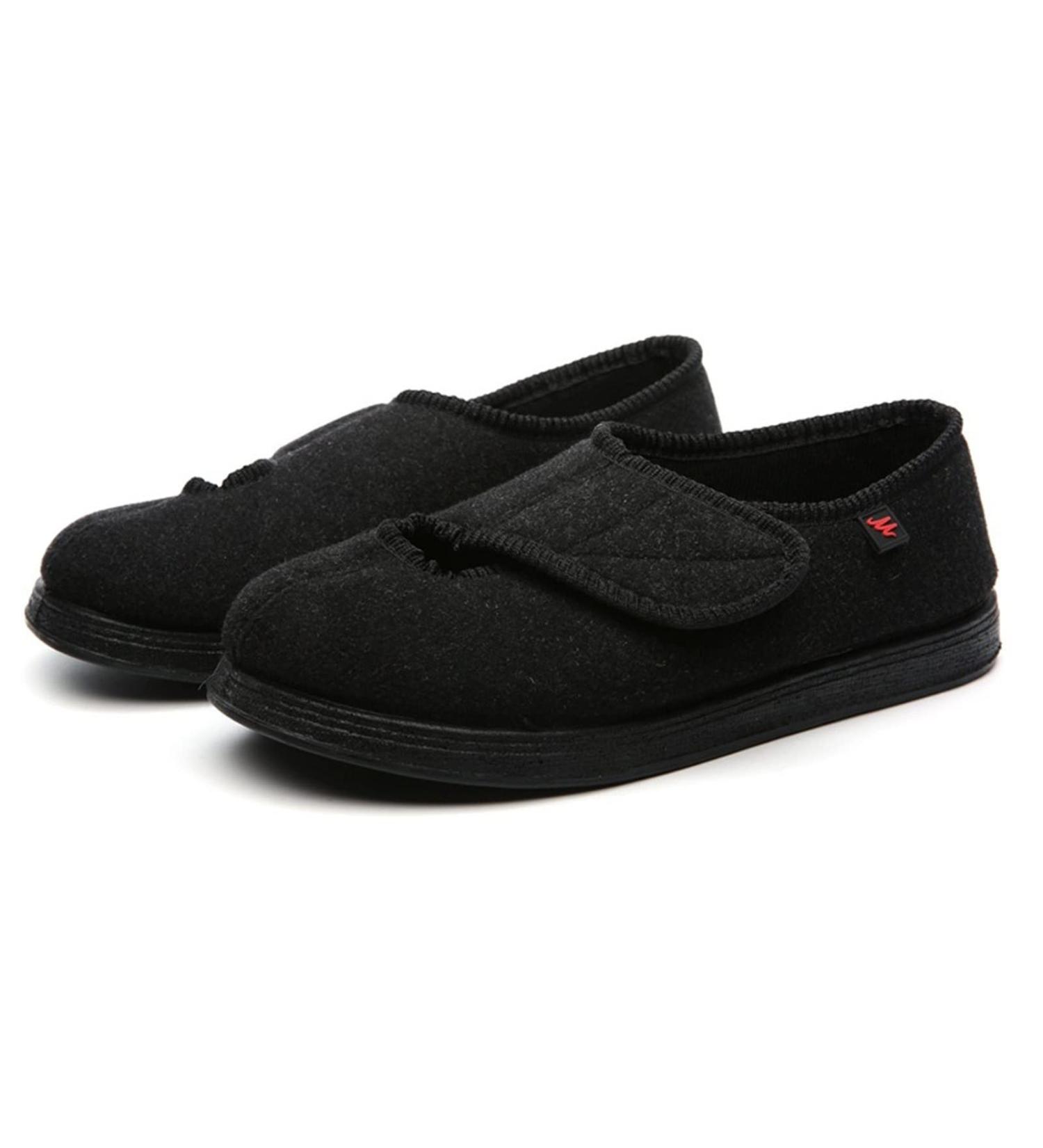 Men's/Women's Diabetic Slippers - Comfortable, Wide Width, Lightweight & Adjustable Closure - Black - Size 8.5 - Buy Online on GoSupps.com
