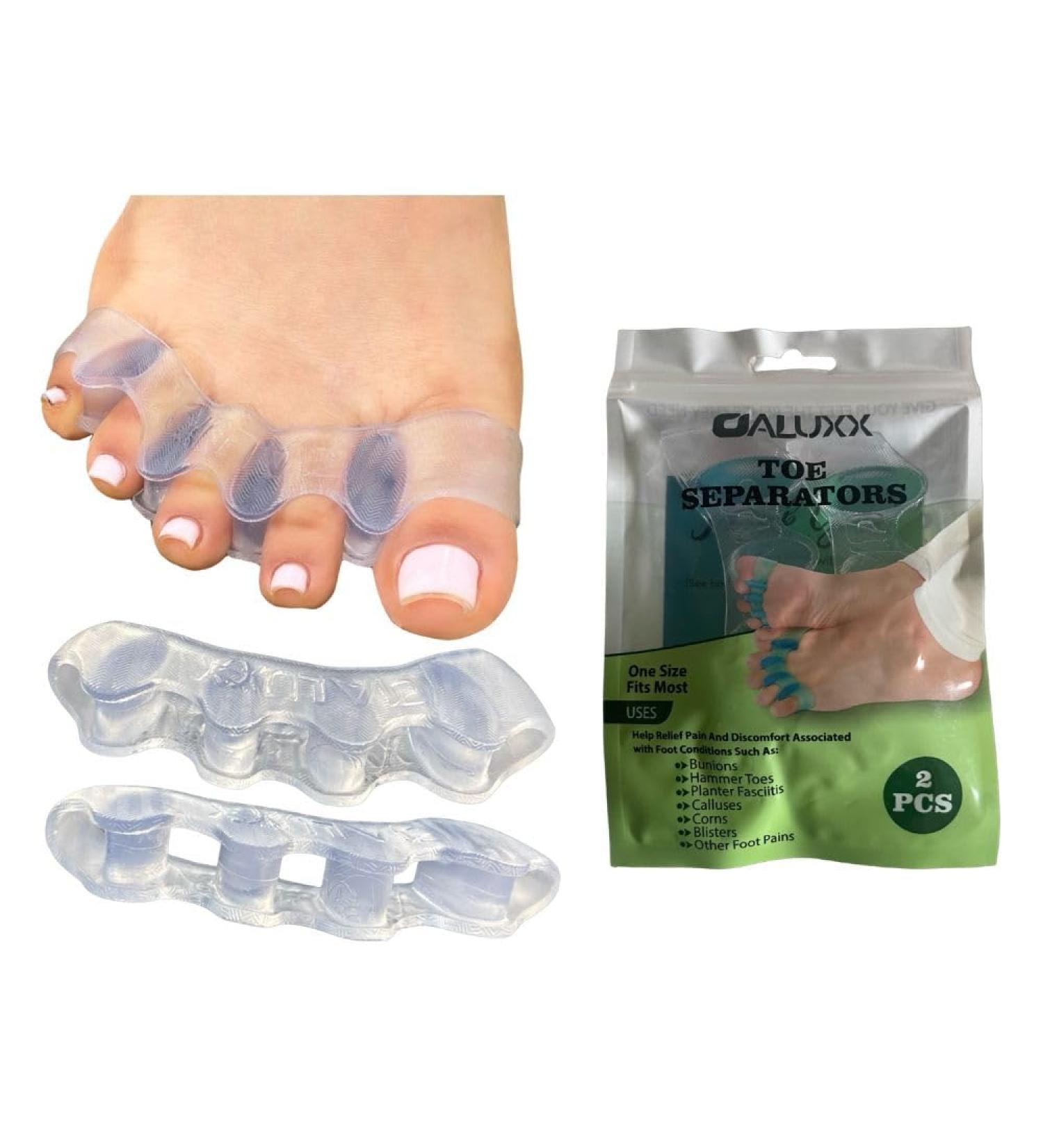 Toe Spacers for Pain Relief | Bunion Corrector & Toe Separators for Men & Women | Yoga & Workouts - Clear - Buy Online on GoSupps.com
