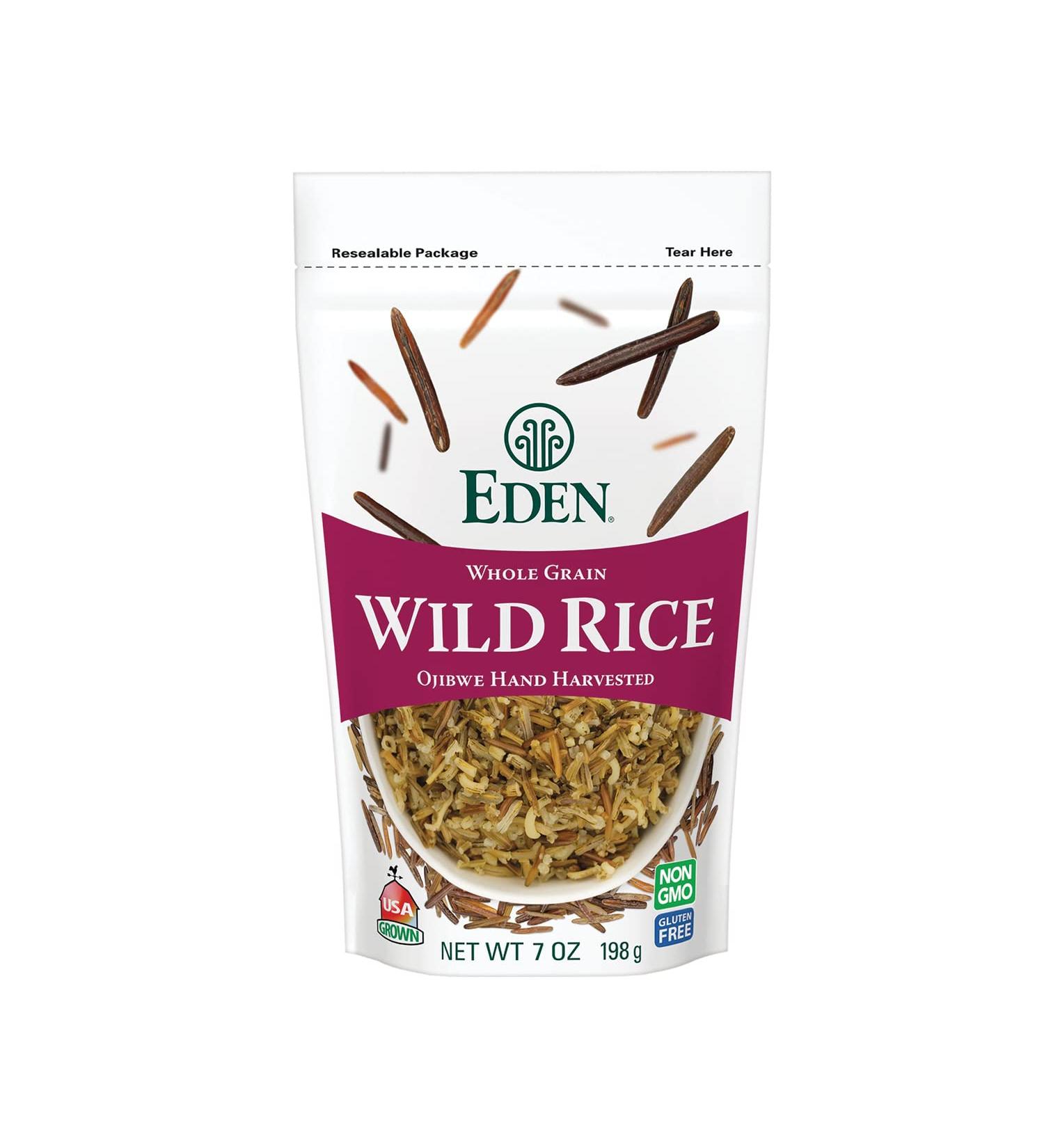 Eden Wild Rice 7 oz Bag - Hand Harvested, Wood Fire Parched, 100% Whole Grain - Buy Online on GoSupps.com