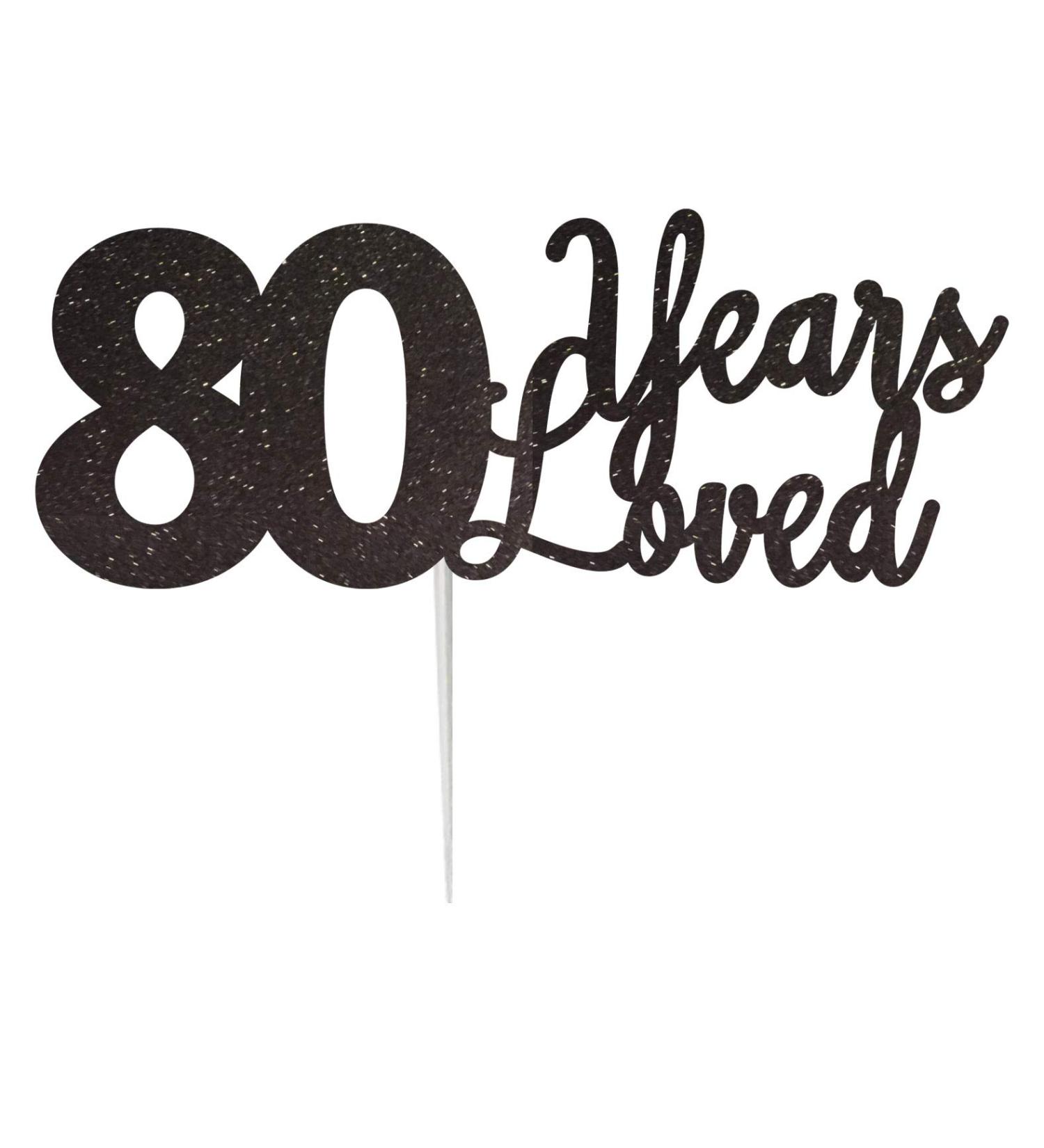 LissieLou '80 Years Loved' Birthday Anniversary Cake Topper (Made in the UK) - Black  - Buy Online on GoSupps.com