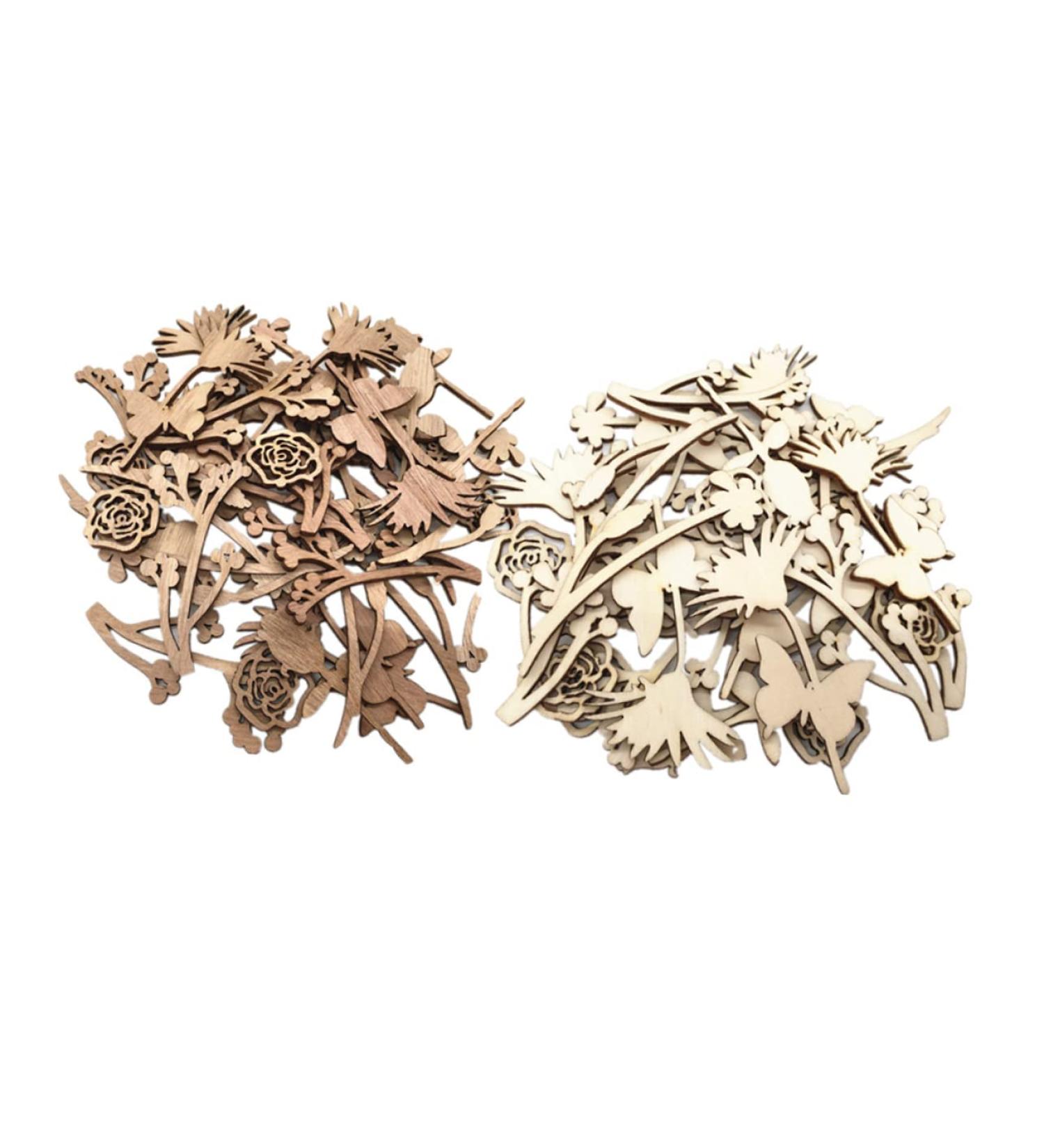 COHEALI 60pcs Wooden Toys Wood Toys Blank Wooden Cutout Diy Drawing Rose Chip Wood Chips Amulet Patch - Buy Online on GoSupps.com