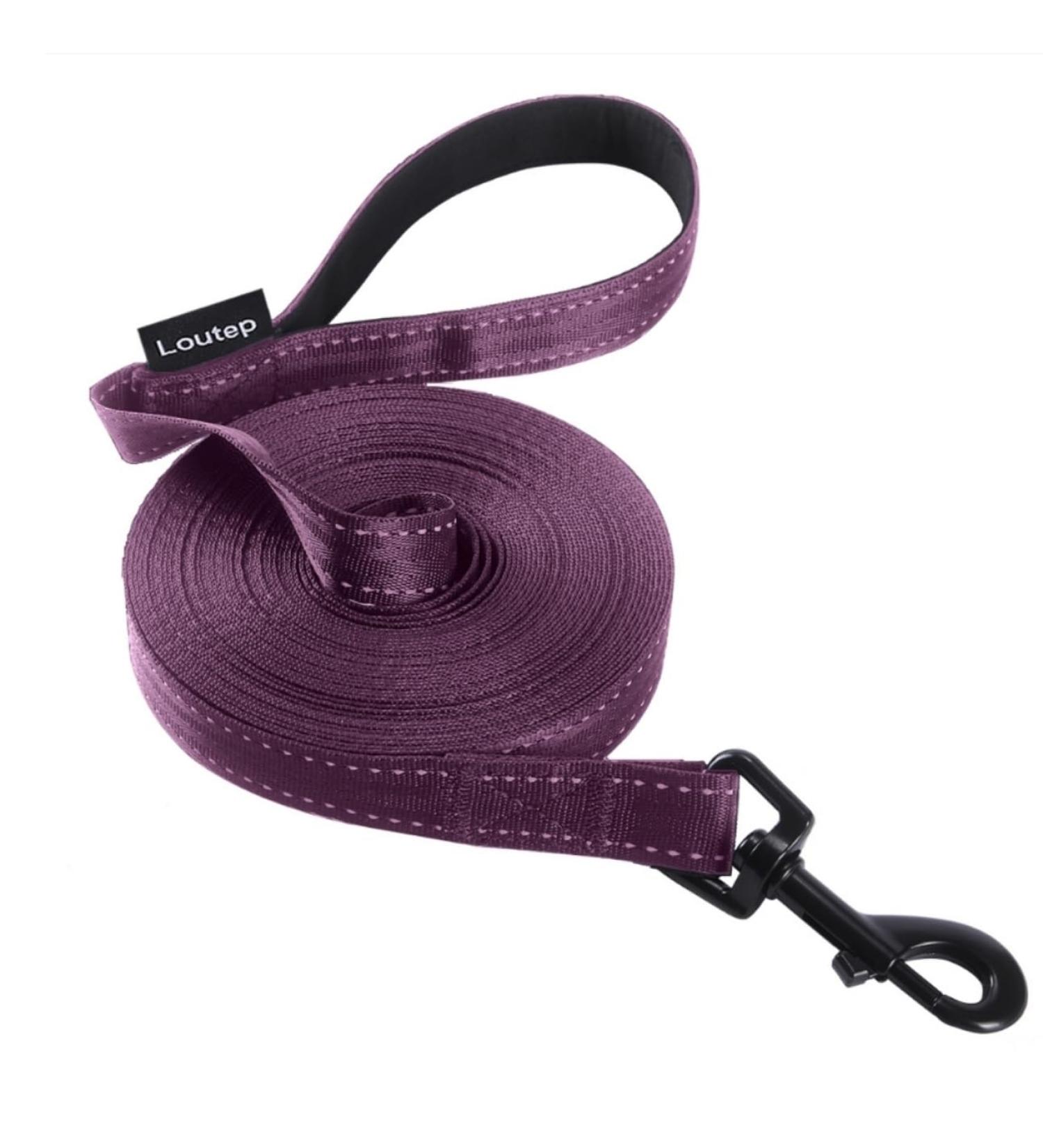 Shop Loutep Reflecting Training Lines for Dogs - Extra Long Leashes (3m-30m) | Strong Nylon Padded Handle Reflective Violet for All Sizes - Buy Online on GoSupps.com