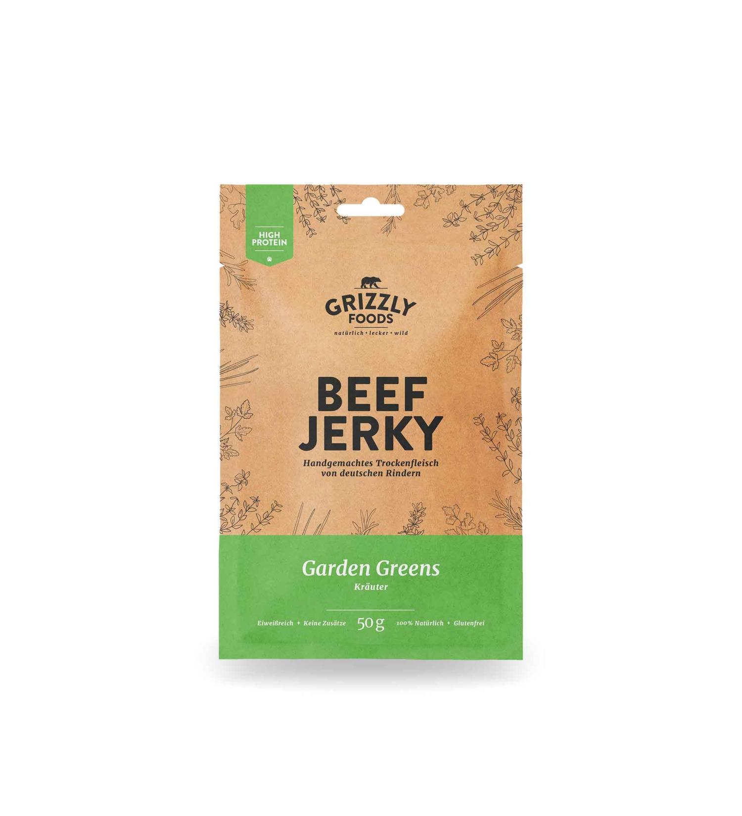 Buy Premium German Beef Jerky Set | Dried Beef Pack of 5 | 250g Garden Greens Flavor | International Shipping - Buy Online on GoSupps.com