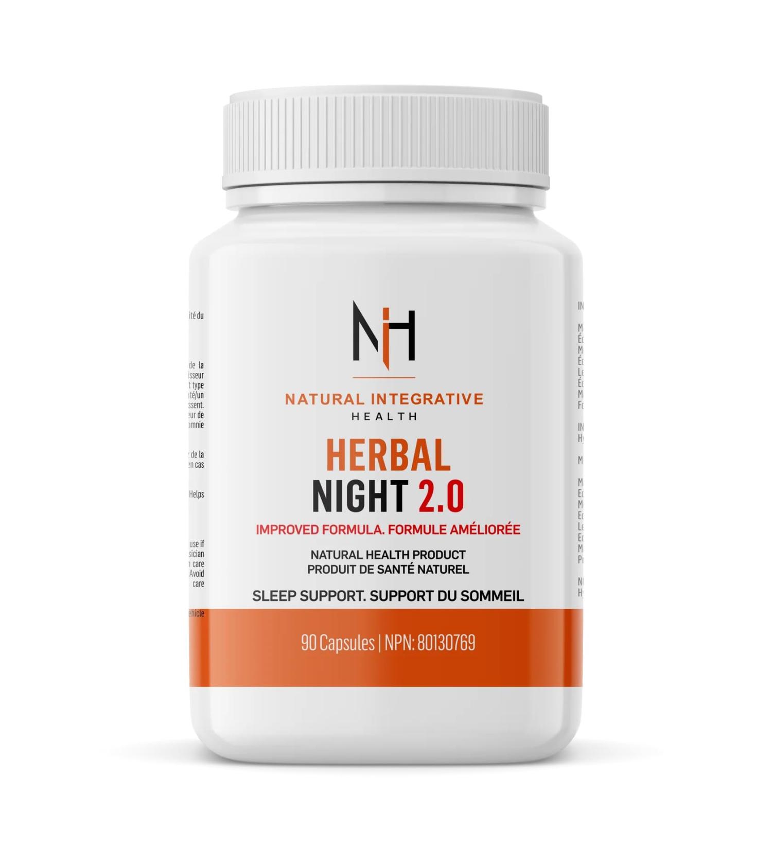 NIH Supplement Herbal Night 2.0 Sleep Support (90 Capsules) - Restful Sleep & Stress Relief Chamomile California Poppy Magnolia Extract American Skullcap & Magnesium Glycinate Deep Relaxation & Sleep Cycle Regulation - Buy Online on GoSupps.com