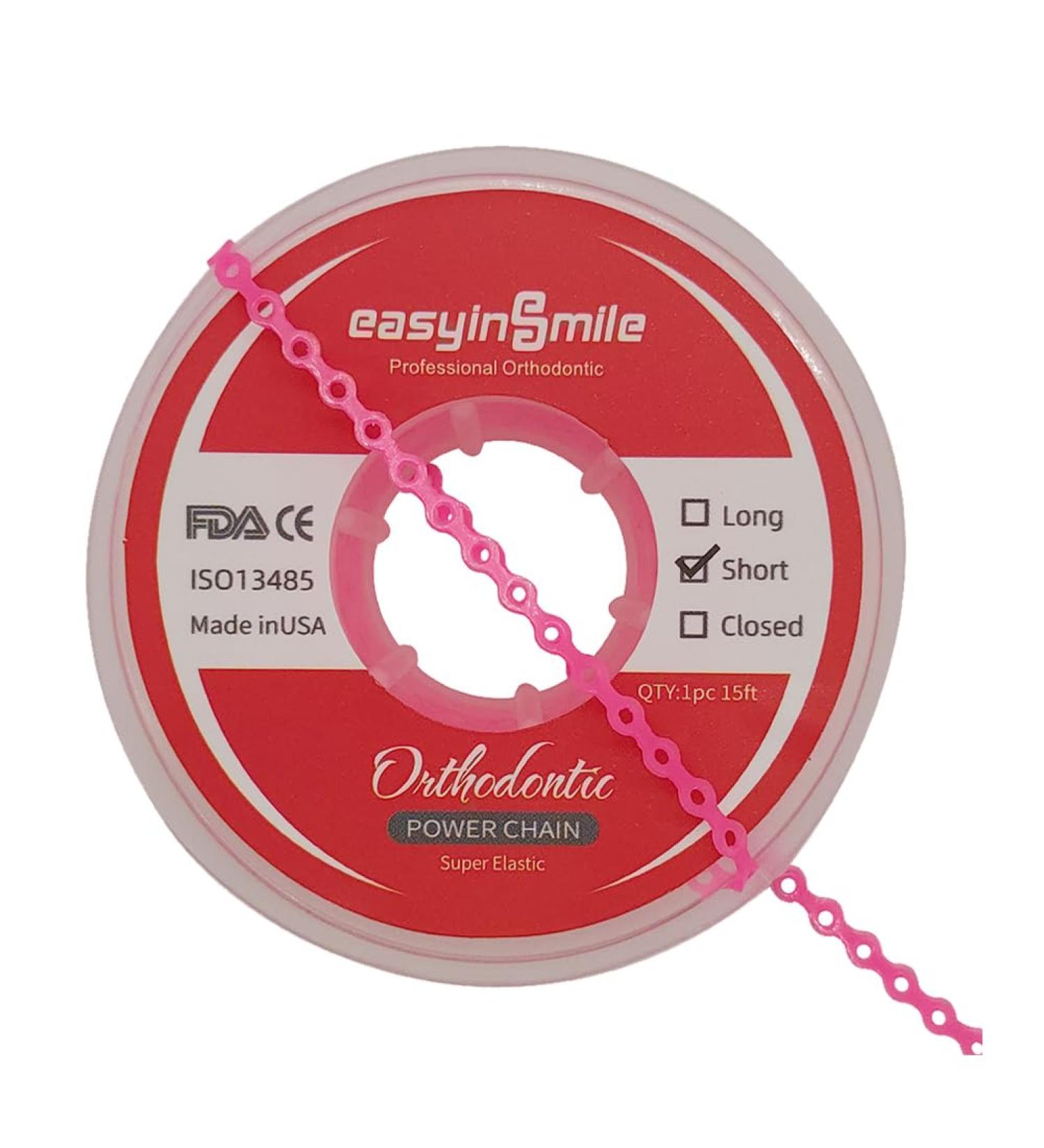 Dental Orthodontic Spool Elastic Rubber Bands Power Chains - Short Pink for Enhanced Teeth Alignment - Buy Online on GoSupps.com