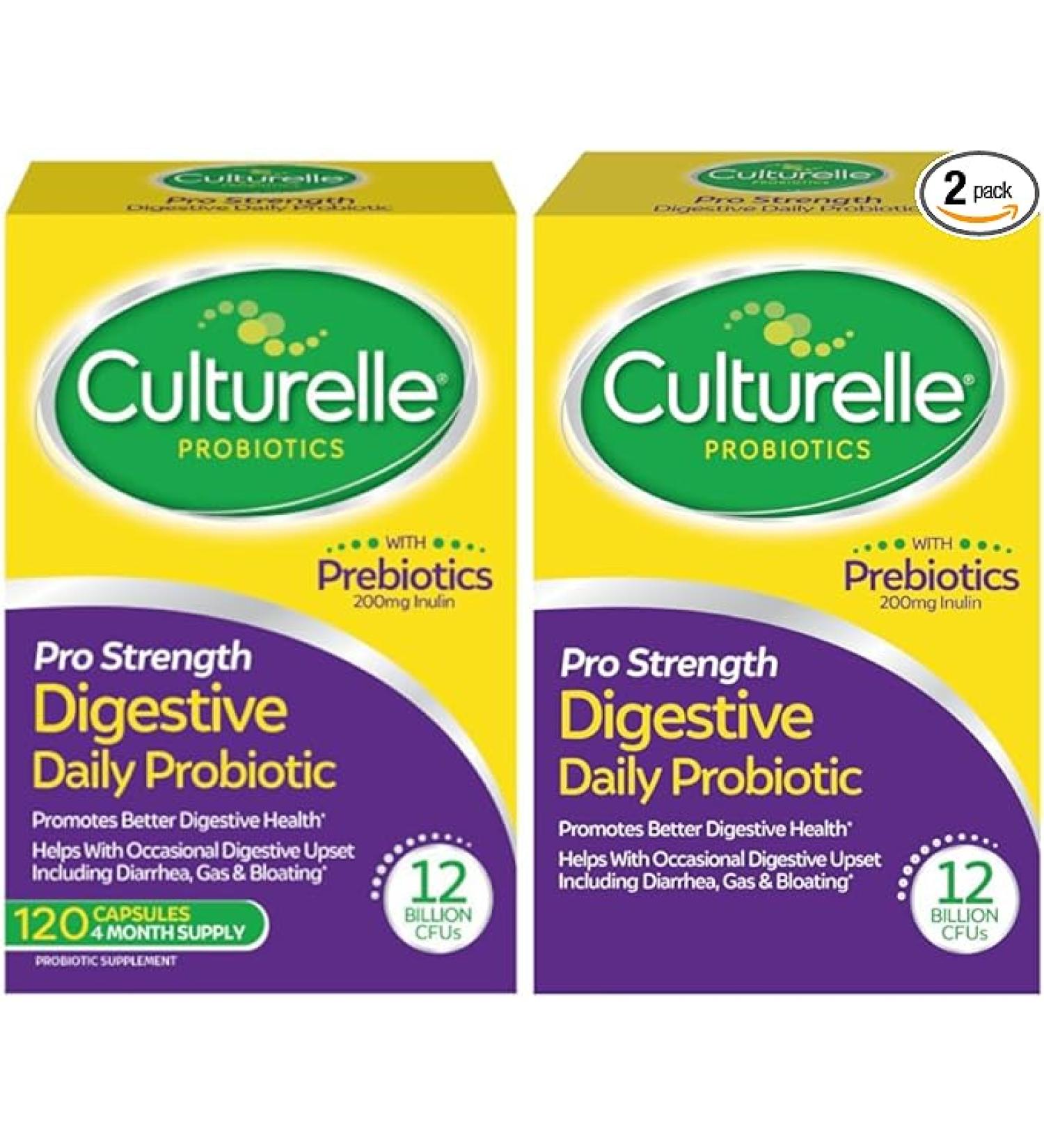 Culturelle Pro Strength Daily Probiotic Digestive Capsules Naturally Sourced Probiotic Strain Proven to Support Digestive & Immune Health Gluten & Soy Free 4 Month Supply  60 Count (Pack of 2) - Buy Online on GoSupps.com