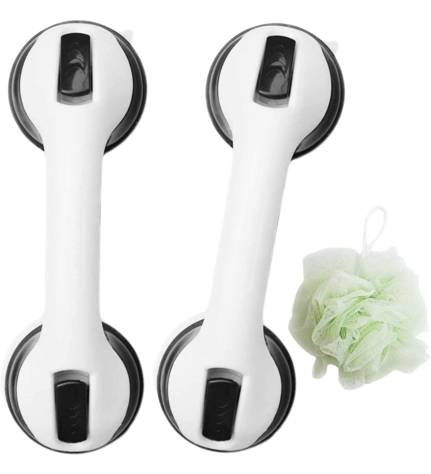 Set of 2 Pack 12" Suction Grab Bars Shower Handles for Handicap Elderly Disable Senior Bathroom Balance Bar Safety Hand Rail Support for Tub Showers Bathtubs Walls 4" Cup - Buy Online on GoSupps.com