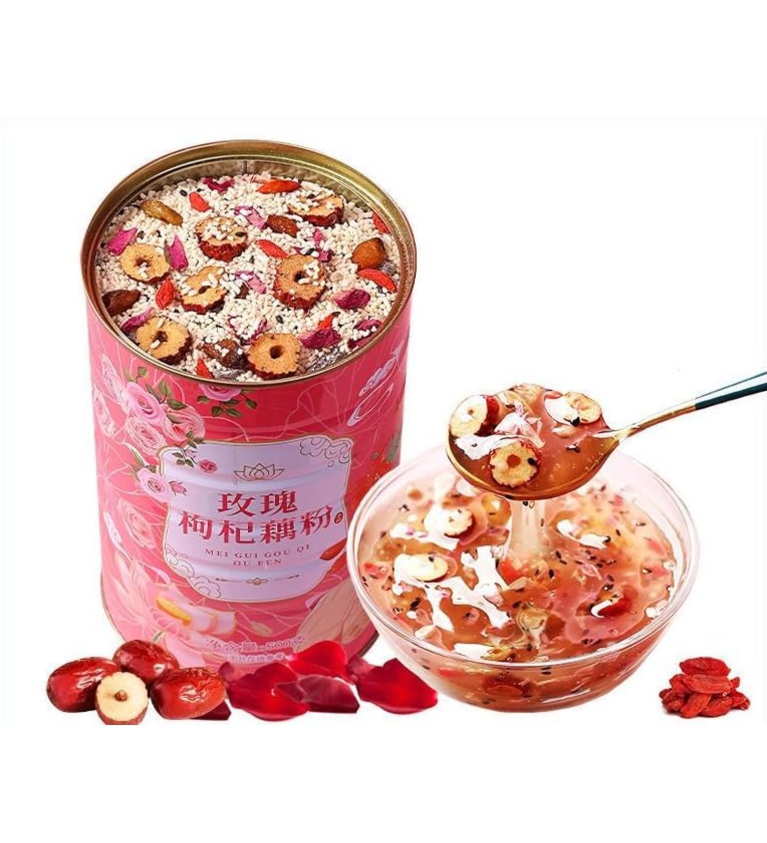 Osmanthus nut lotus root powder soup instant brewed and ready to eat red jujube nut soup rose flavored full belly snack fruit soup Nutritional breakfast gift (Osmanthus lotus root powder 4 can) - Buy Online on GoSupps.com