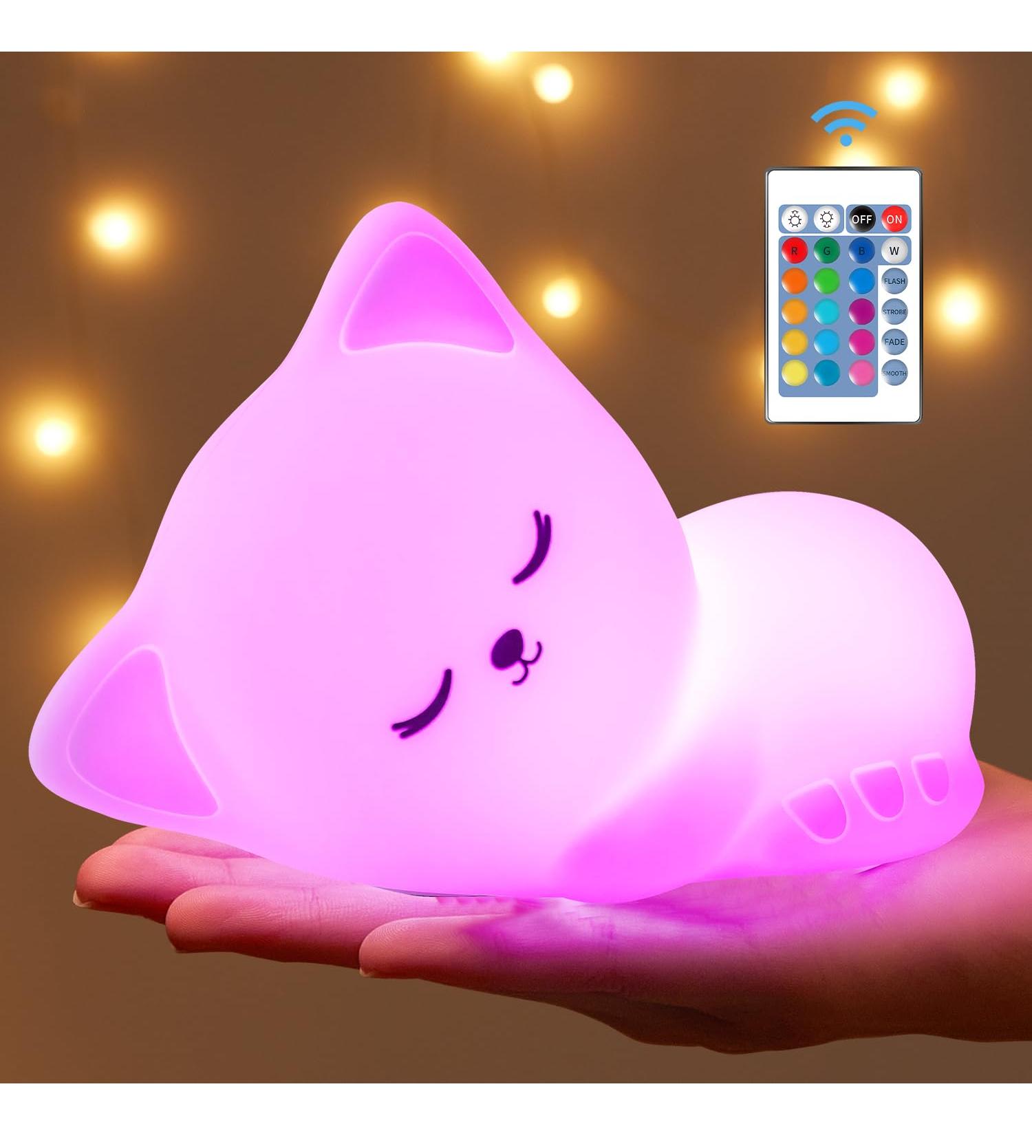 Buy Kawaii Night Light for Kids - 16 Colors Dimmable USB Rechargeable Baby Room Cat Decoration - Buy Online on GoSupps.com
