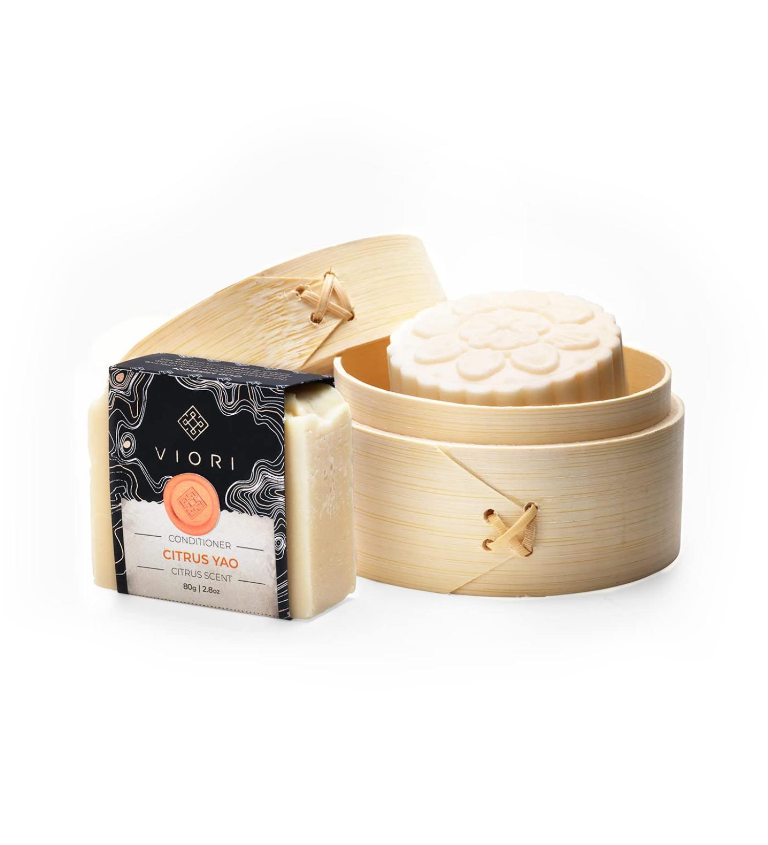 VIORI Citrus Yao Shampoo & Conditioner Bar Set with Bamboo Holder - Handcrafted with Longsheng Rice Water - Sulfate-free, Paraben-free, 100% Vegan - Buy Online on GoSupps.com