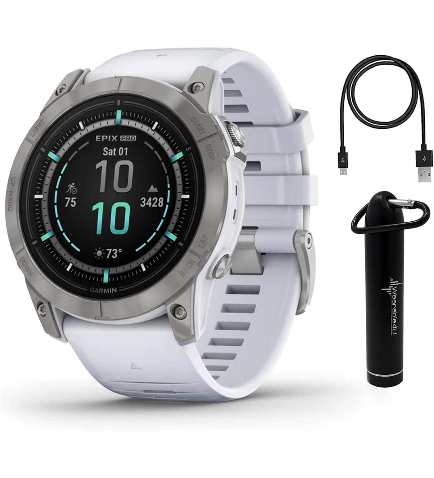 Wearable4U Garmin Epix Pro Gen 2 Sapphire Smart watch - 51 mm - Titanium & Whitestone And Wearable4U Gift Bundle - Buy Online on GoSupps.com