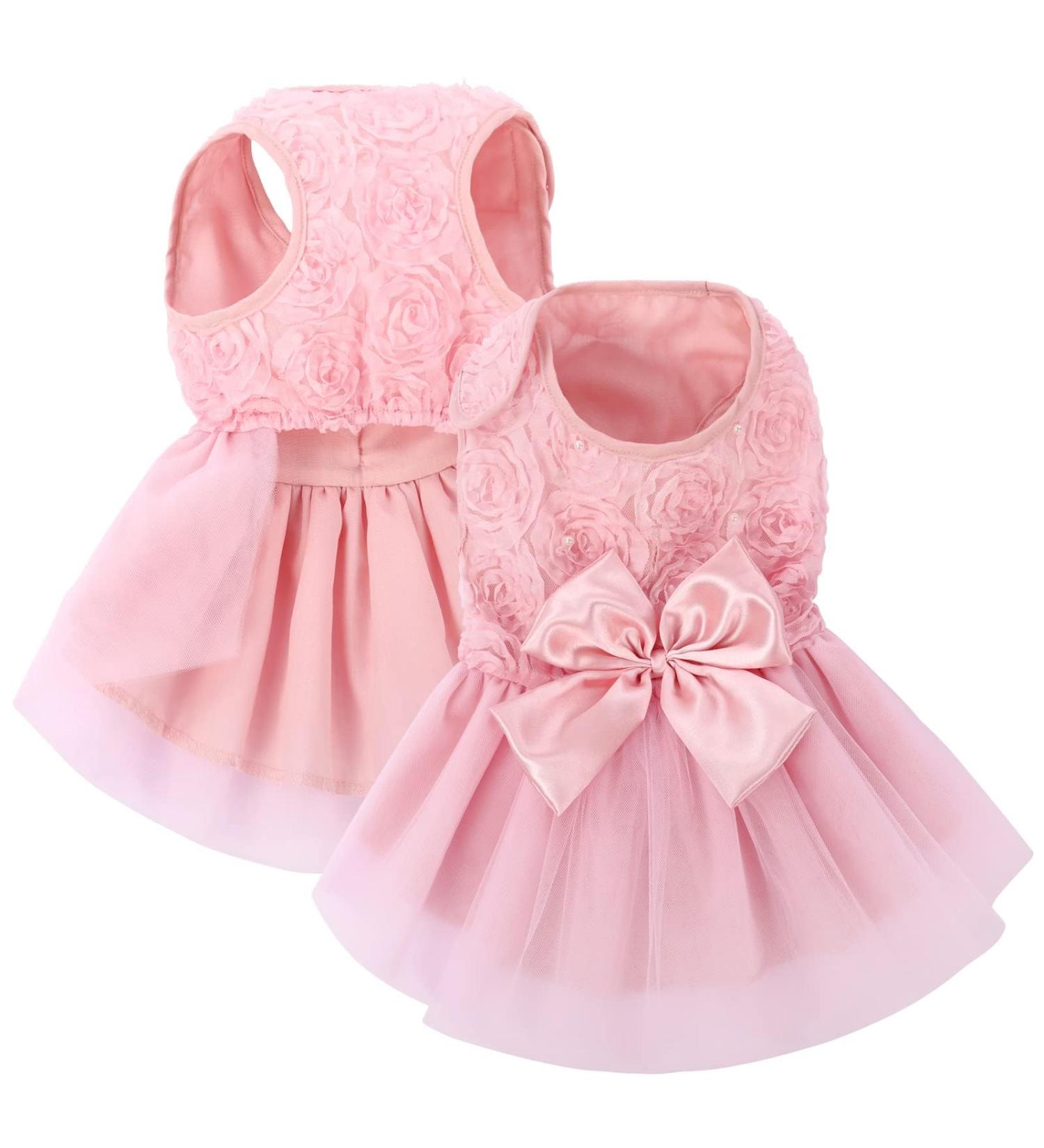 Asenku Dog Dress - Princess Lace Wedding & Birthday Outfit for Small/Medium Dogs & Cats in Light Pink - Formal Pet Clothing - Buy Online on GoSupps.com