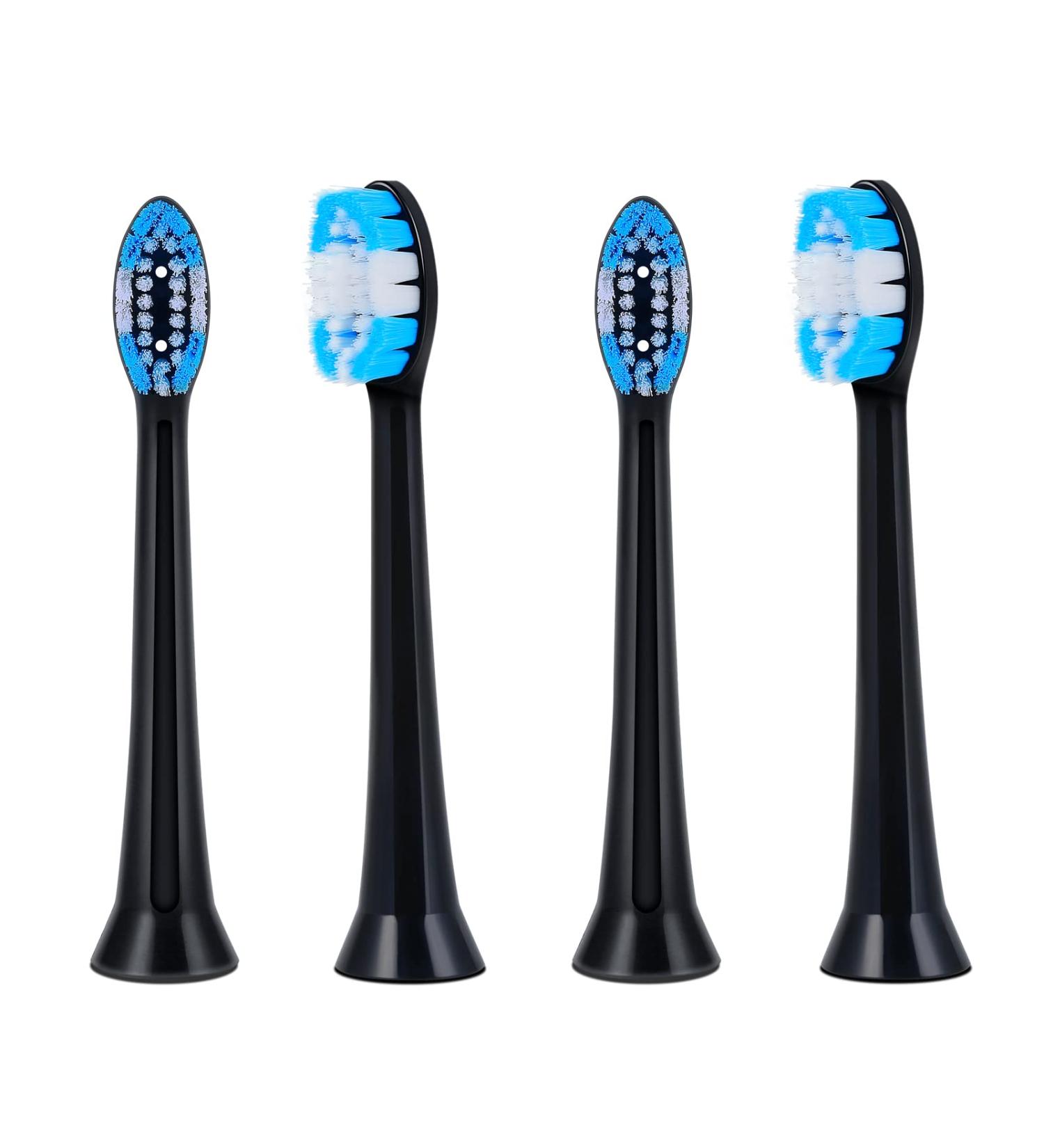 Toothbrush Head Compatible for MaroAkvo Soft Flossing Flossing Toothbrush  4 Pieces (Black)