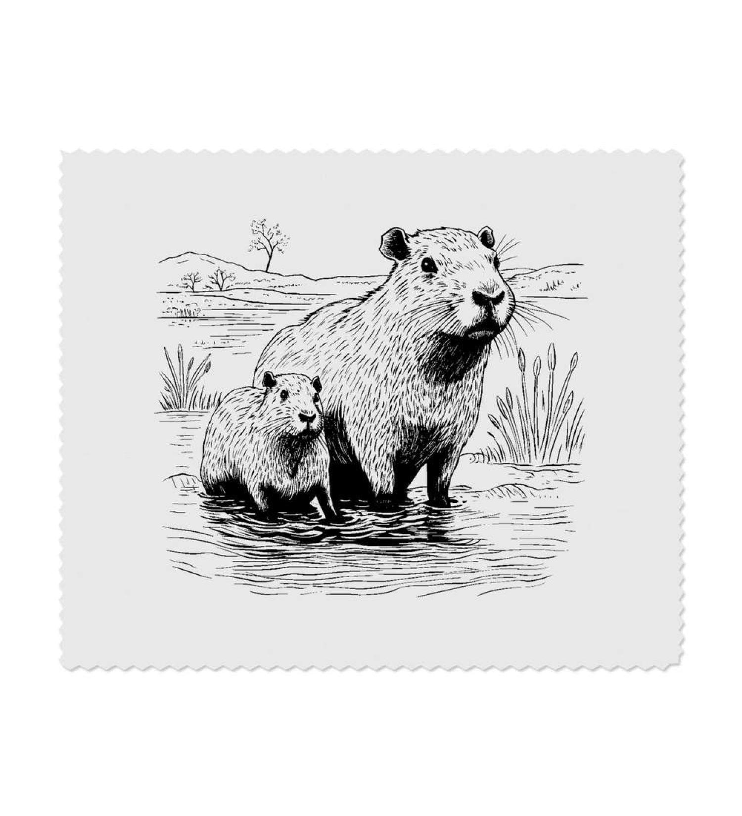 2 x Capybaras in The River Microfiber Glass Cleaning Cloths - High-Quality Eco-Friendly Perfect for Streak-Free Shine - Buy Online on GoSupps.com