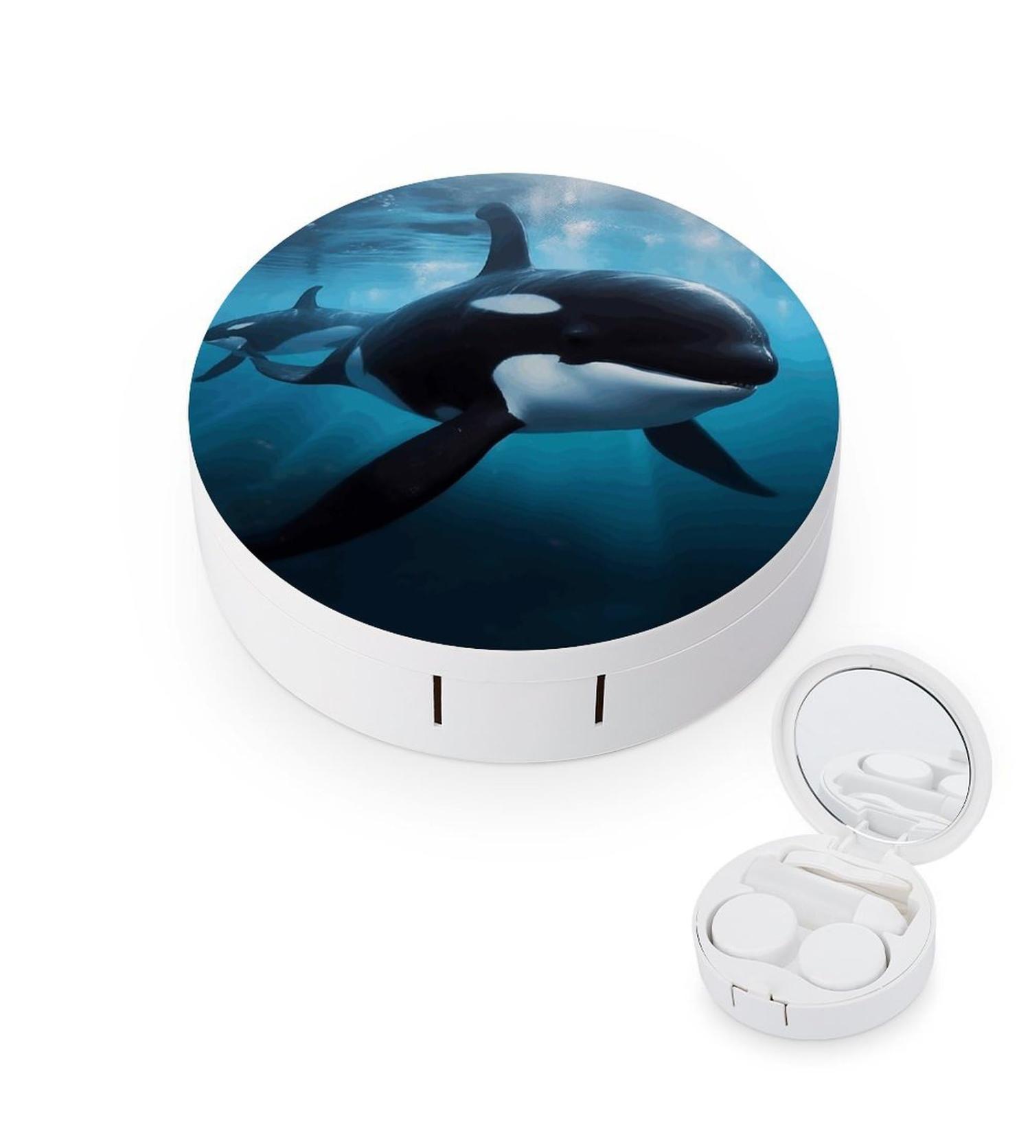 Killer Whale Print Contact Lens Case - Durable Plastic Travel Box for Lens Care - Buy Online on GoSupps.com
